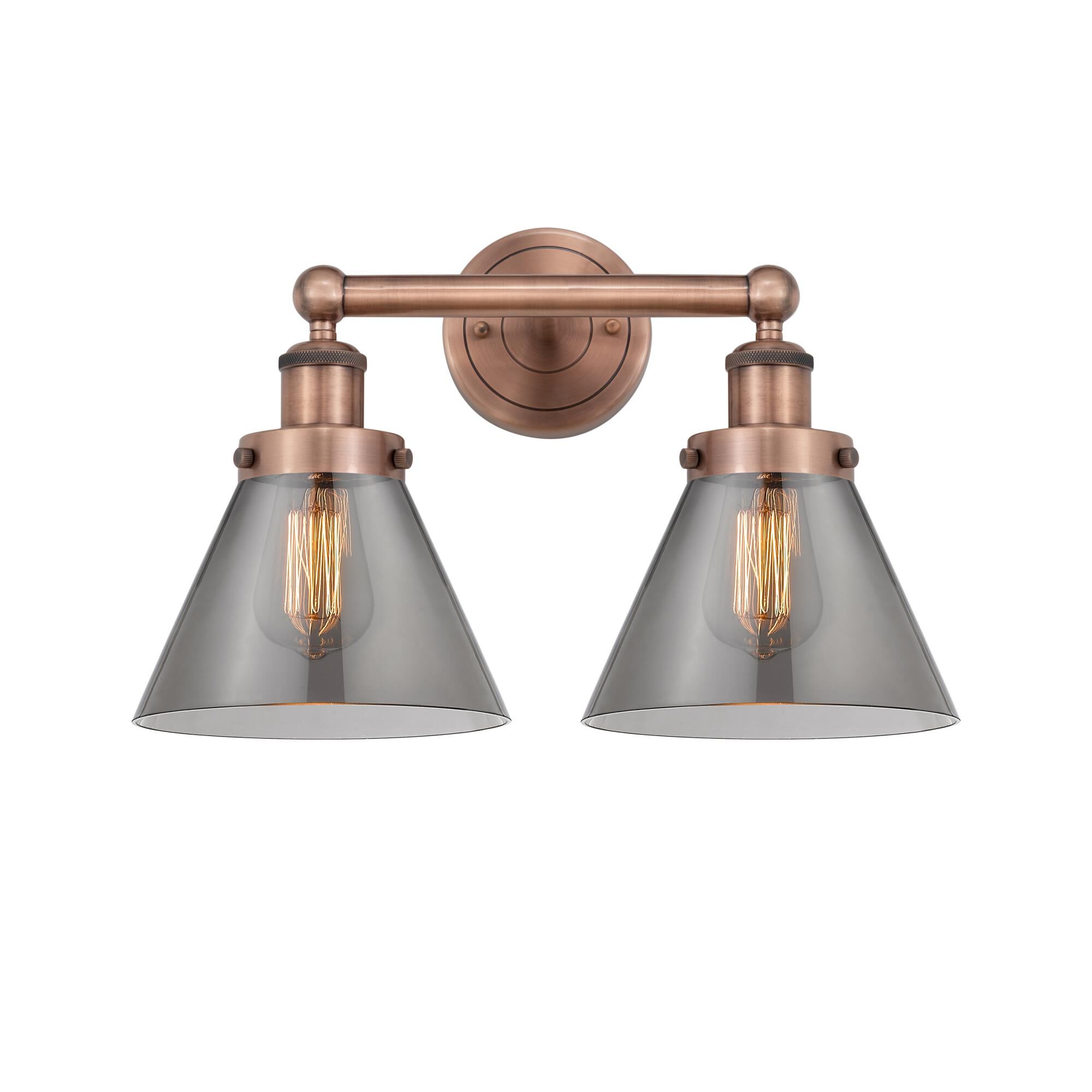 Shown in Antique Copper finish and Plated Smoke glass
