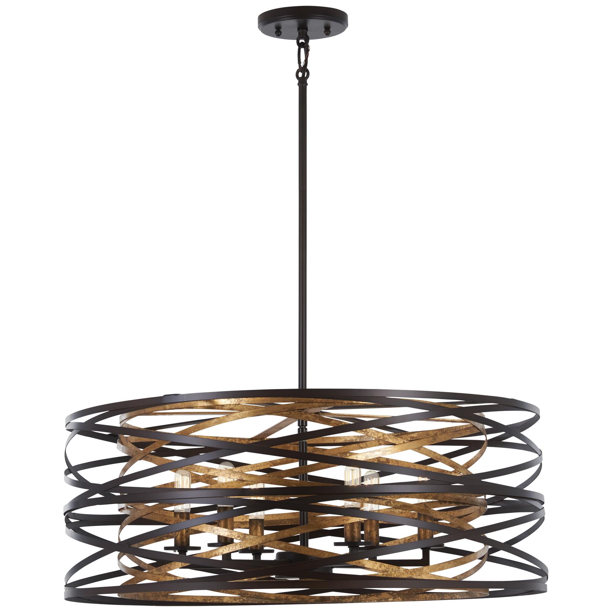 Shown in Dark Bronze W/Mosaic Gold Inte finish and Dark Bronze W/Mosaic Gold Inte glass and Steel shade