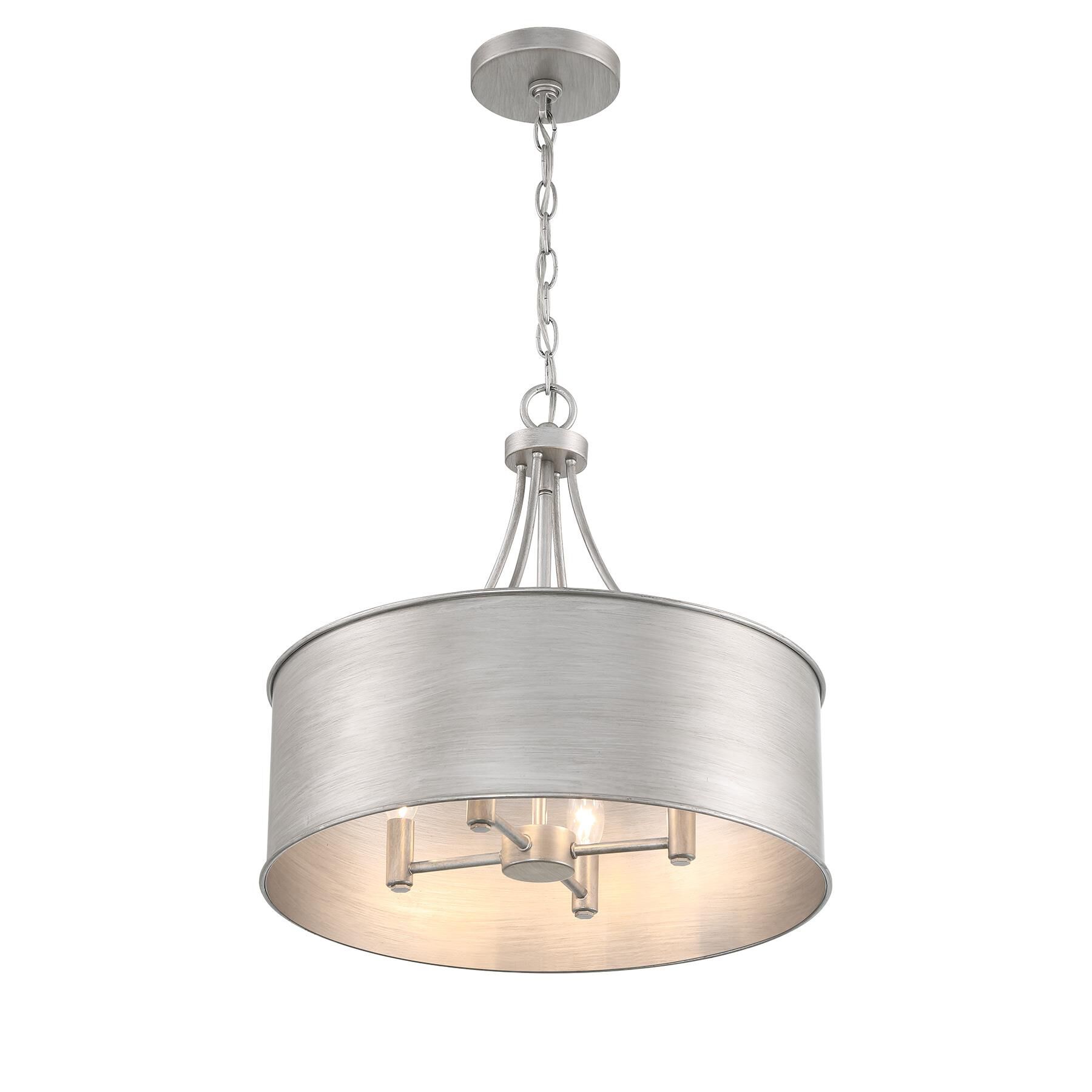 Shown in Antique Silver finish and Metal shade