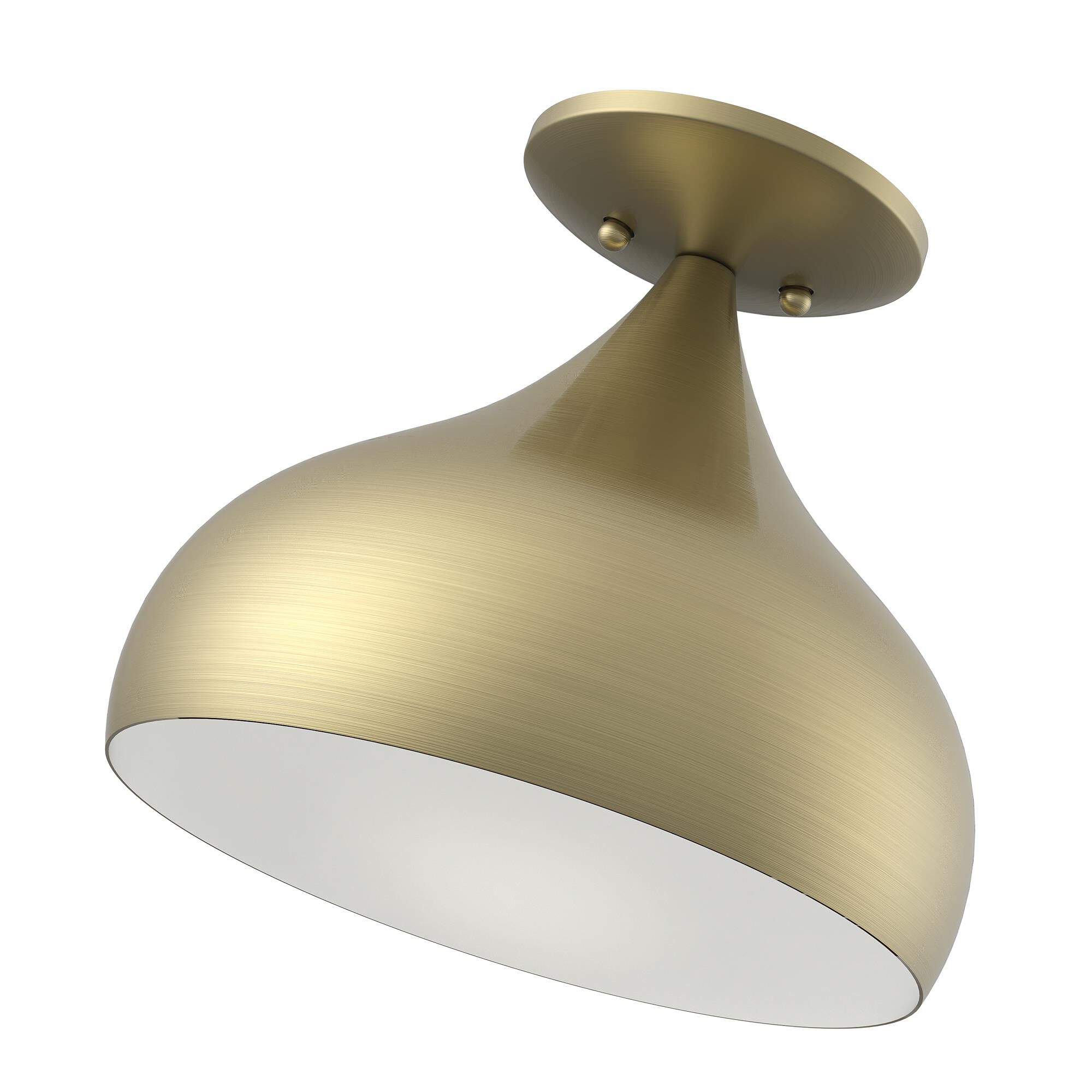 Shown in Antique Brass finish and Antique Brass with White Inside shade