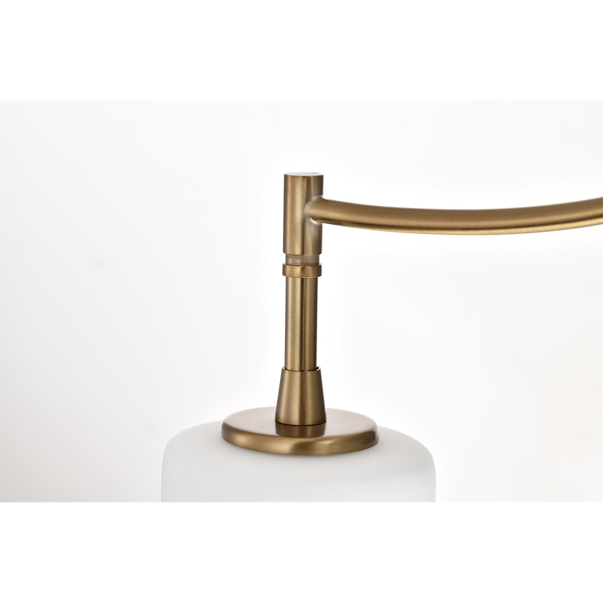 Shown in Burnished Brass finish and White Opal glass