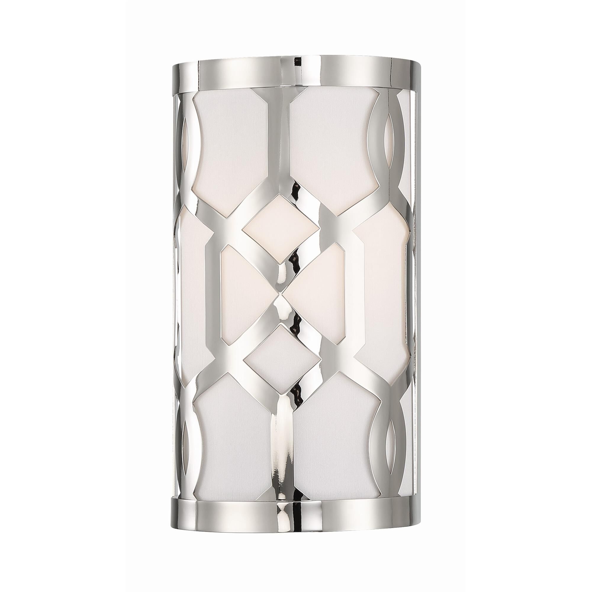 Shown in Polished Nickel finish and White Linen glass and White Linen shade
