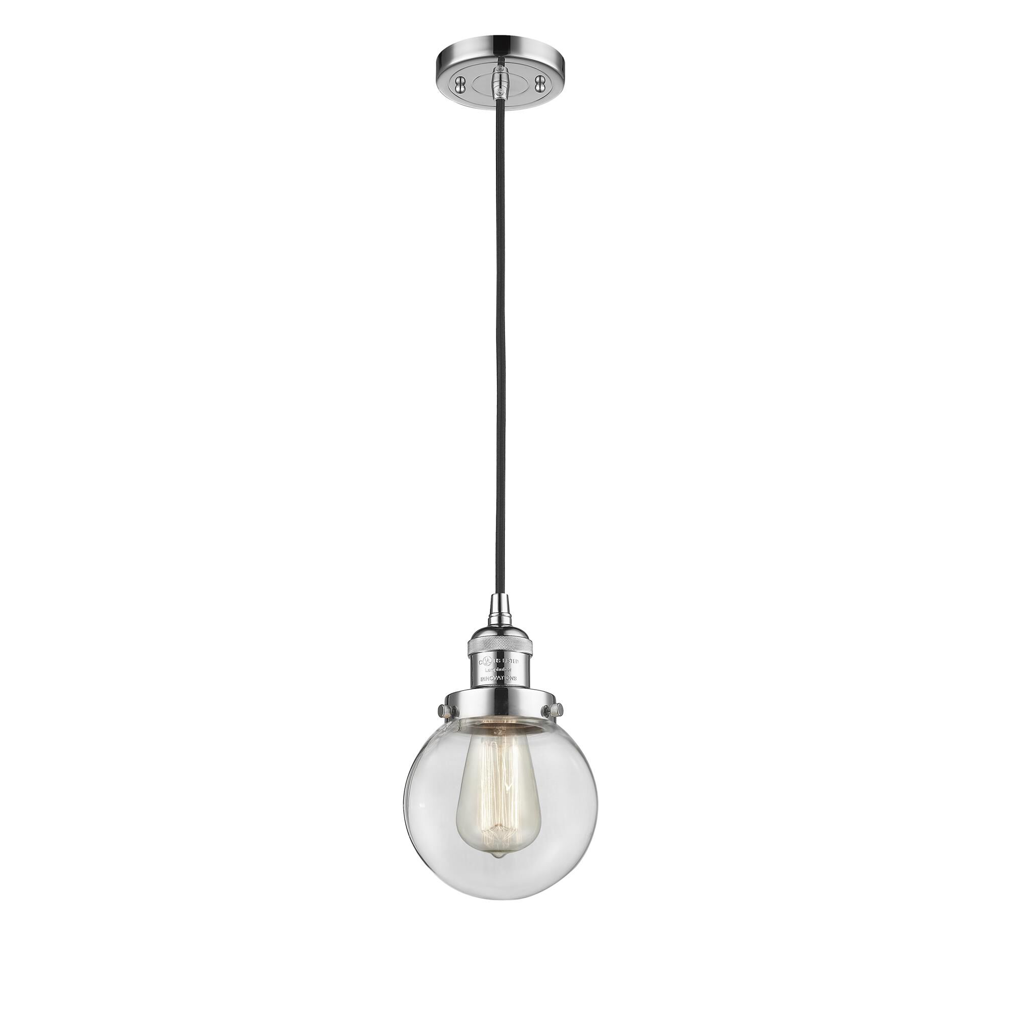 Shown in Polished Chrome finish and Clear Beacon glass and Cord accent