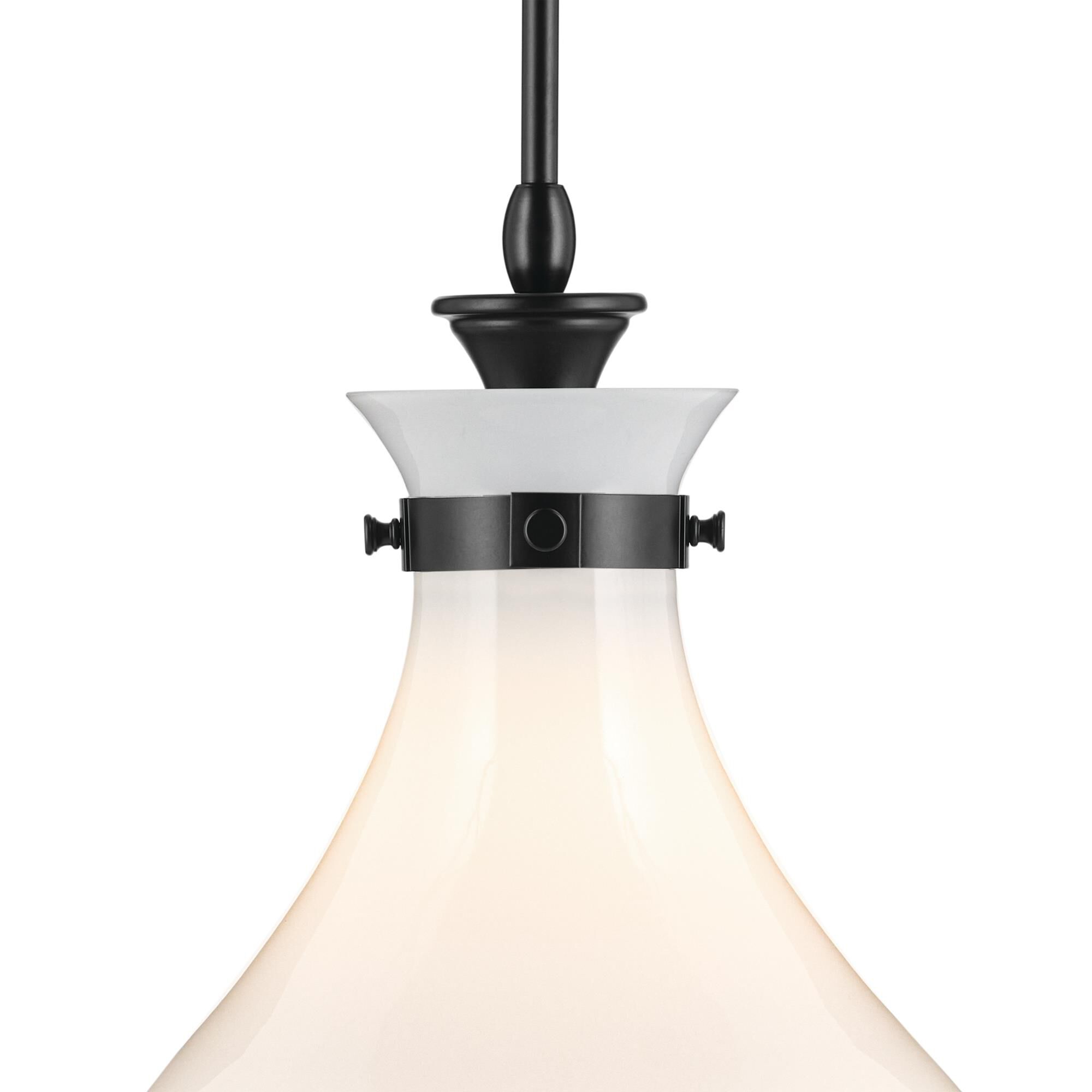 Shown in Black finish and Opal glass