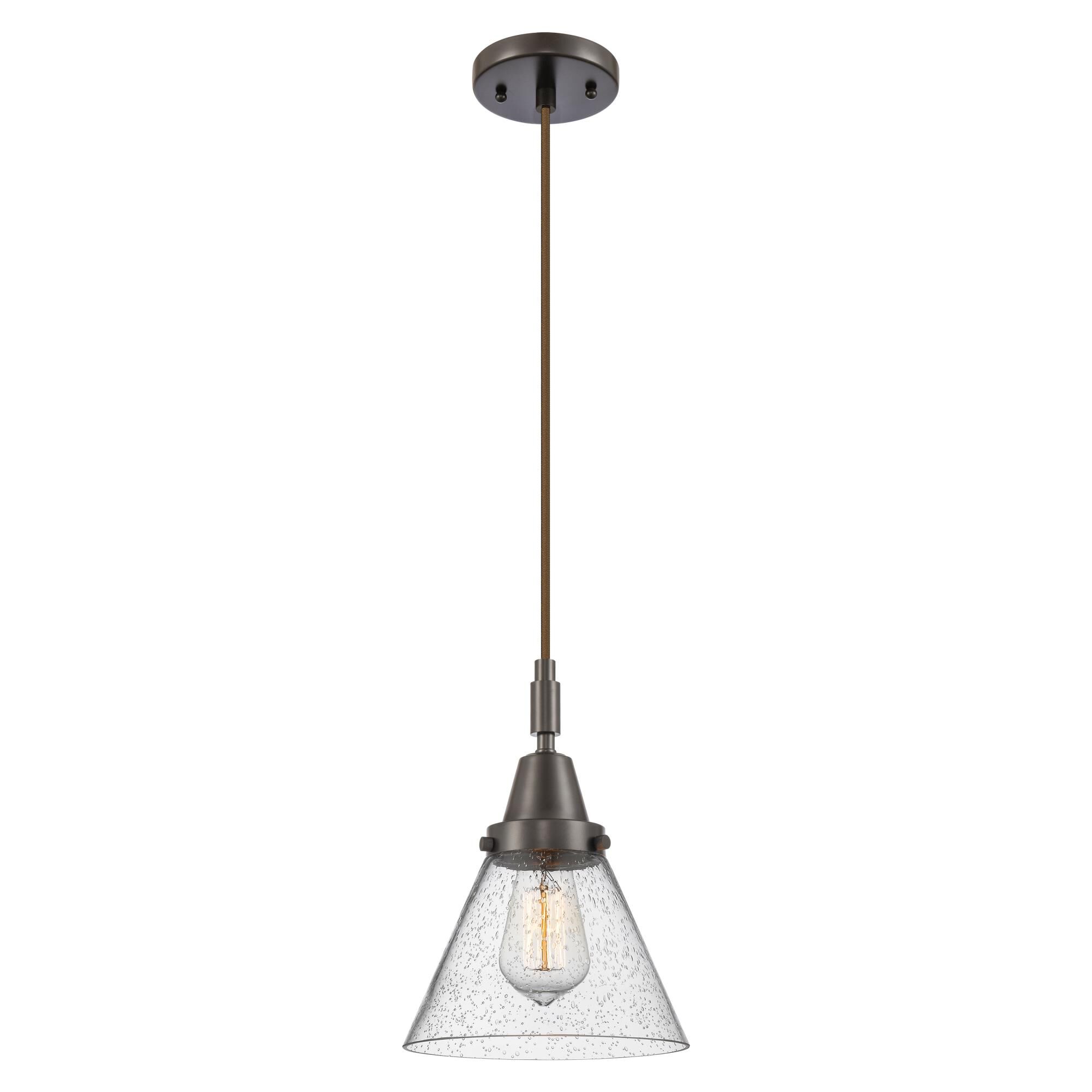 Shown in Oil Rubbed Bronze finish and Seedy glass