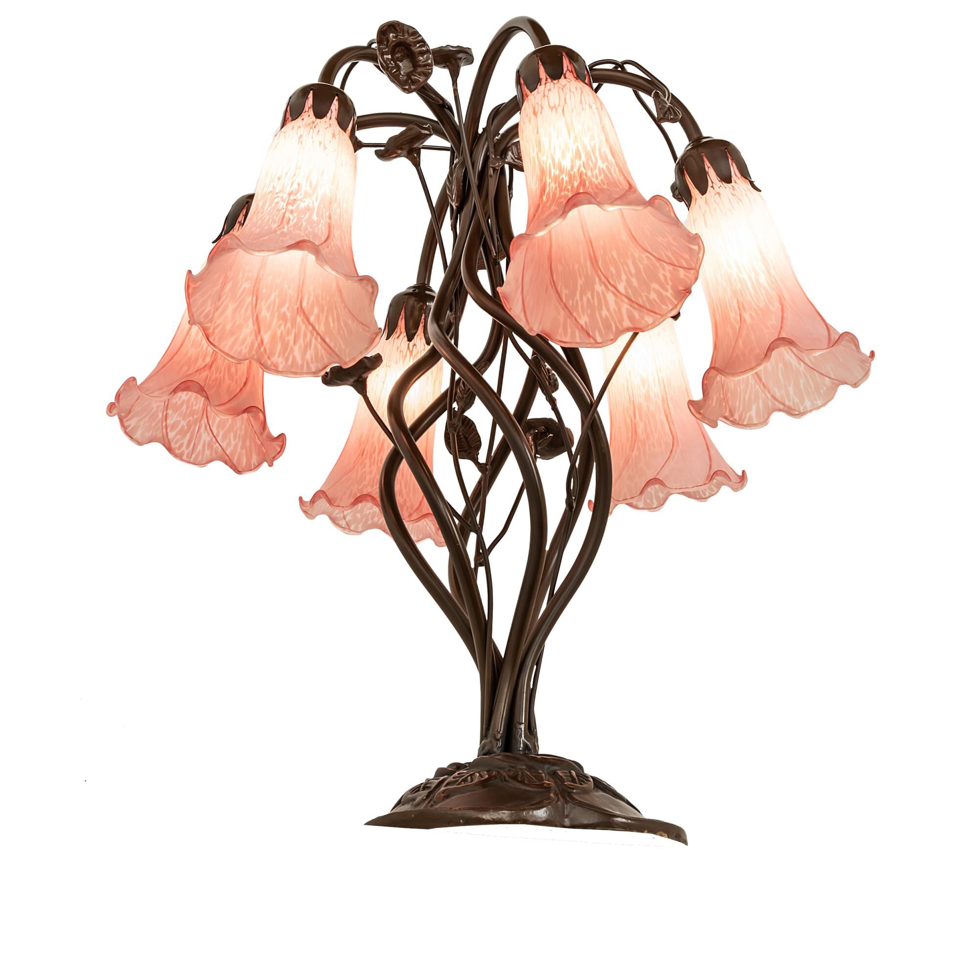 Shown in Mahogany Bronze finish and Pink glass