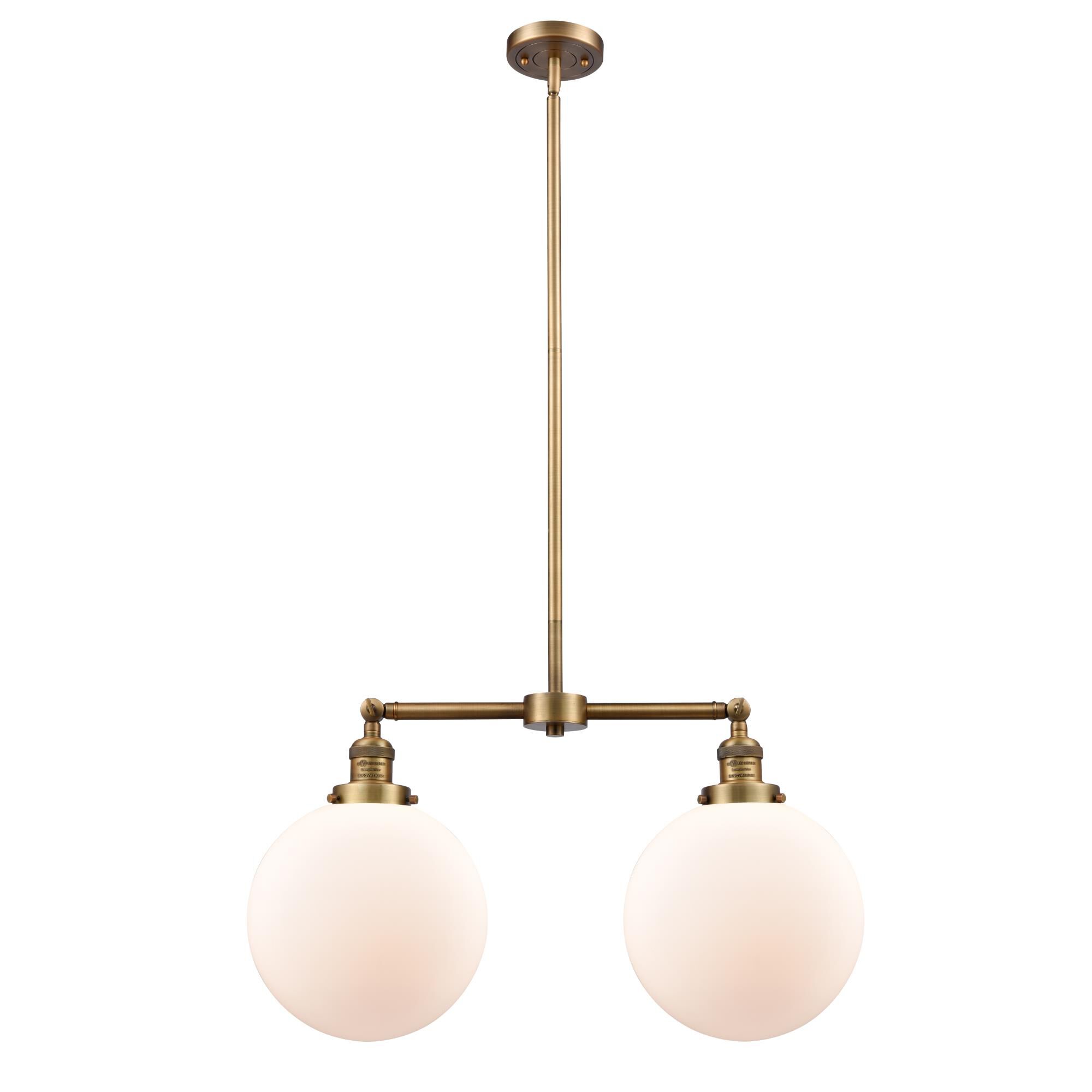 Shown in Brushed Brass finish and Matte White Cased glass