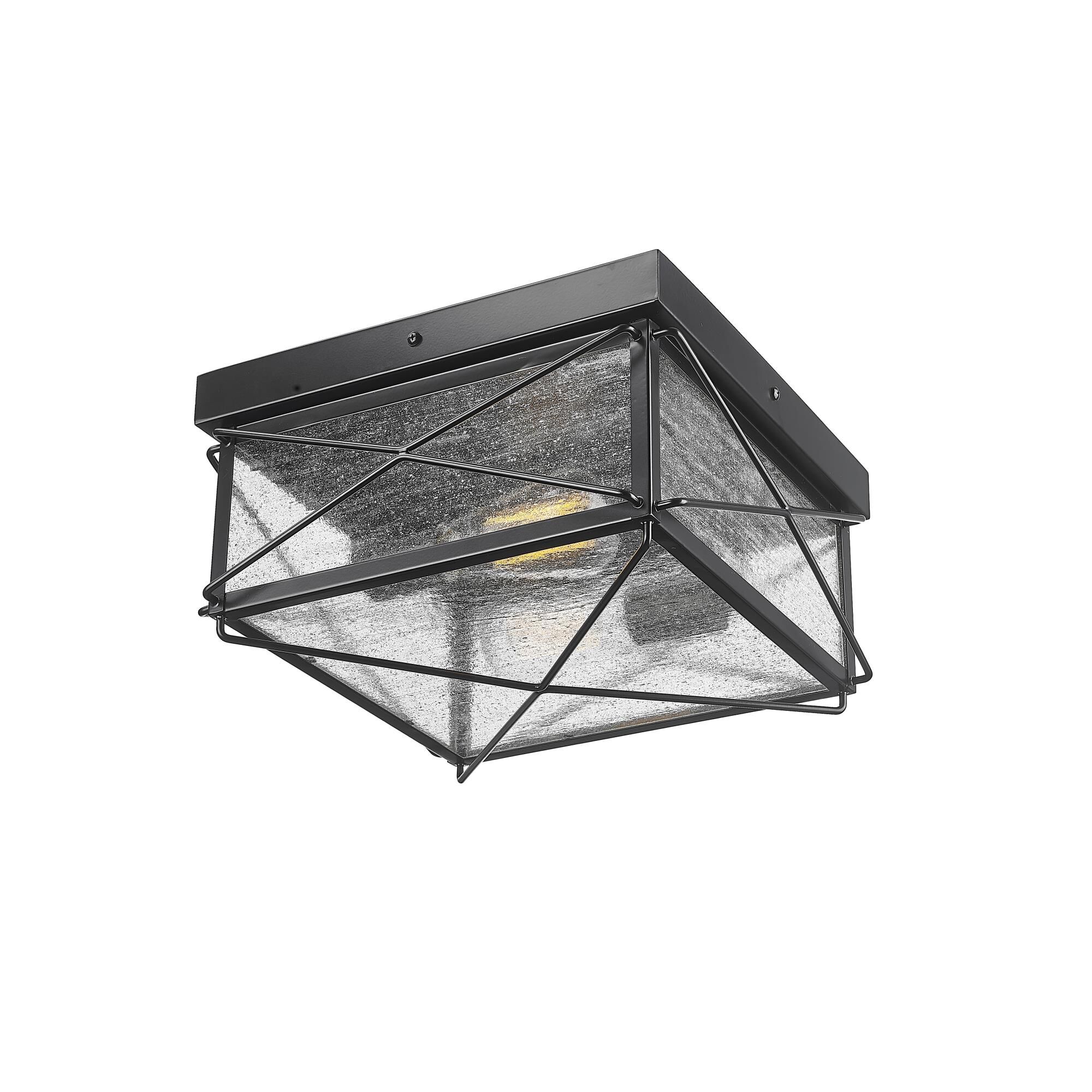 Shown in Powder Coated Black finish and Clear Seeded glass