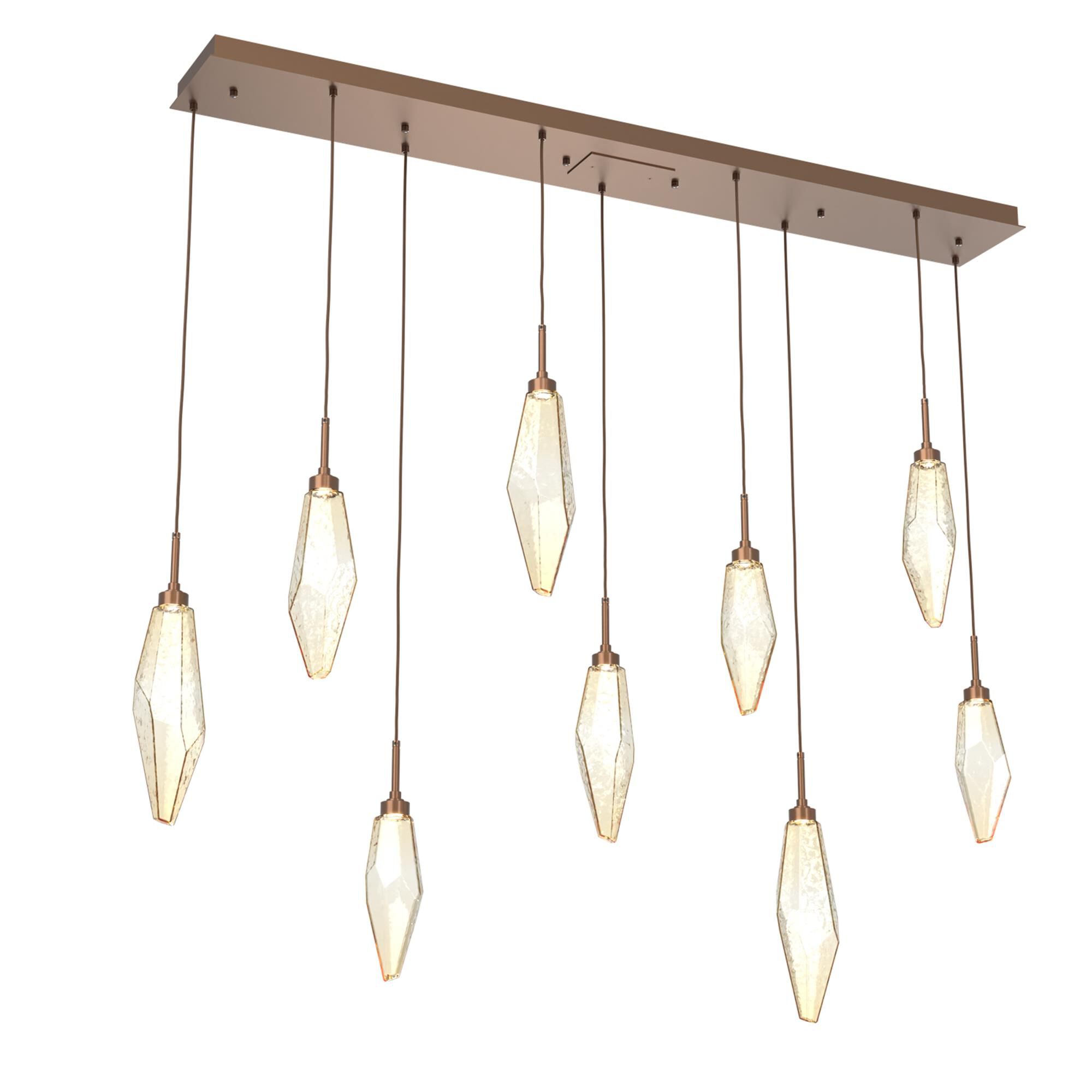 Shown in Burnished Bronze finish and Chilled Blown And Amber glass