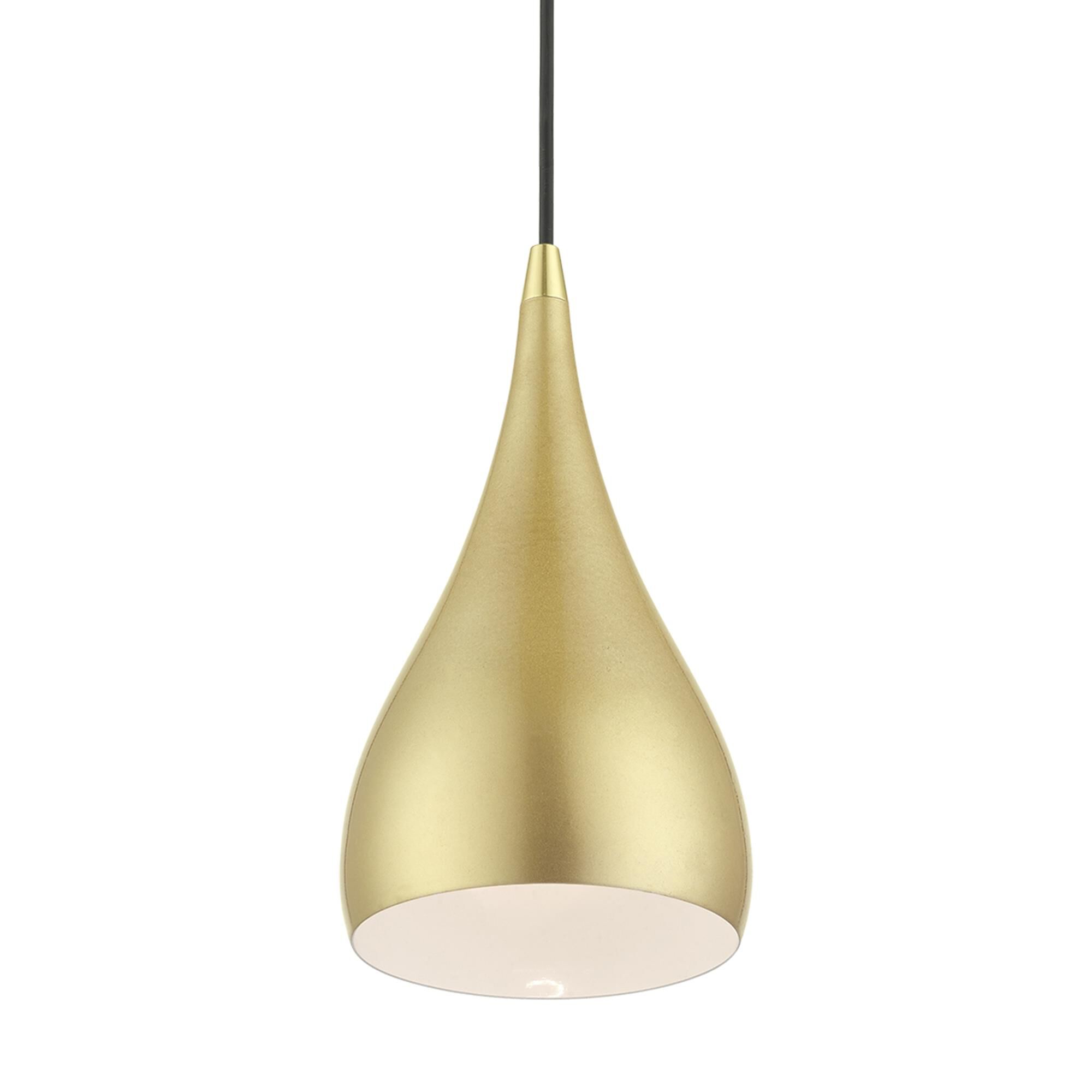 Shown in Soft Gold with Polished Brass Accents finish and Soft Gold Aluminum With Shiny White Inside shade
