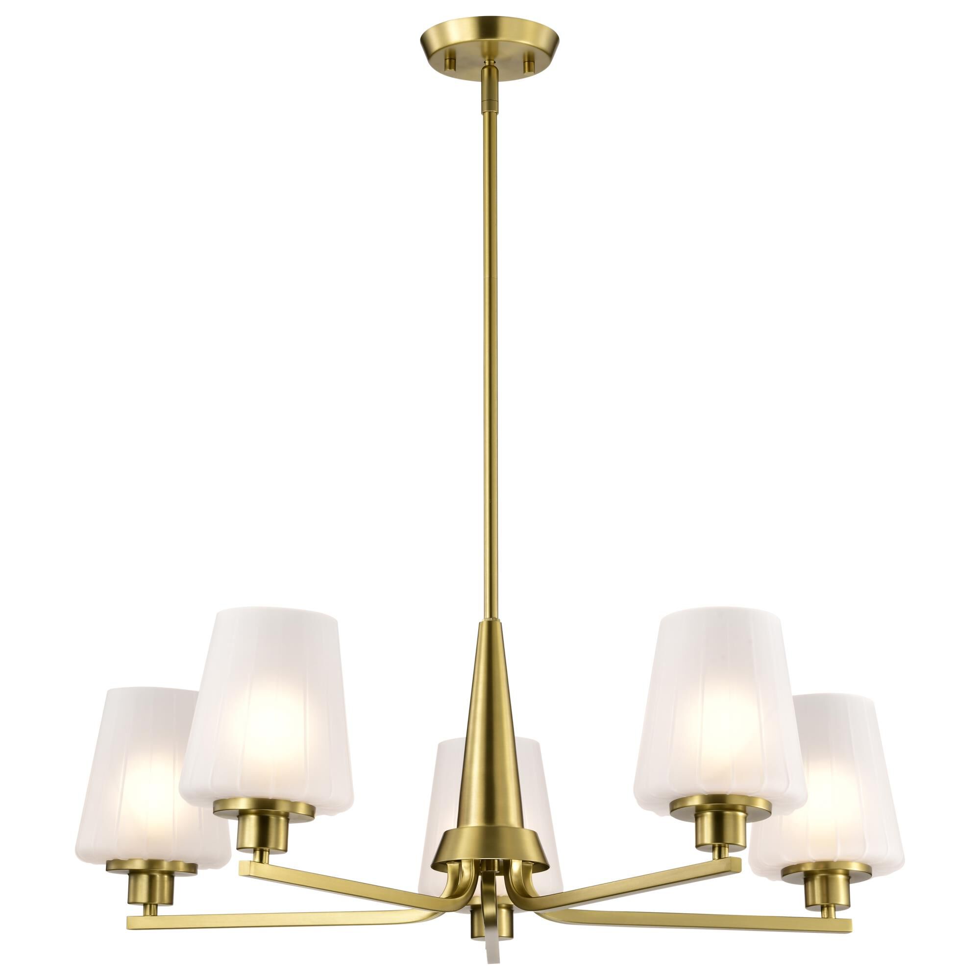 Shown in Vintage Brass finish and Etched White glass