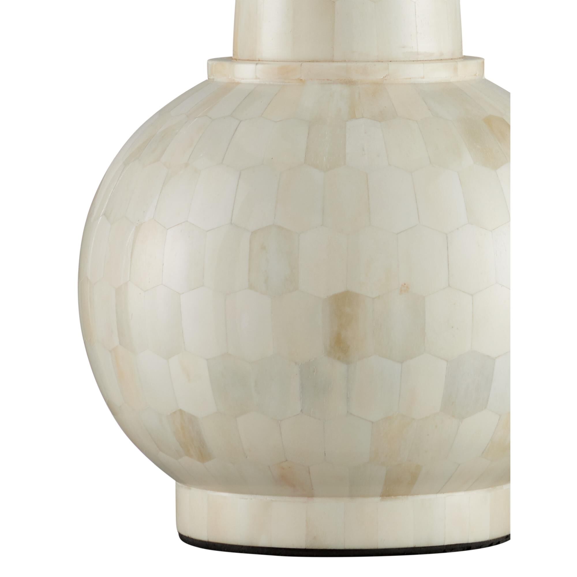 Shown in Natural Bone finish and Light Beige Linen shade