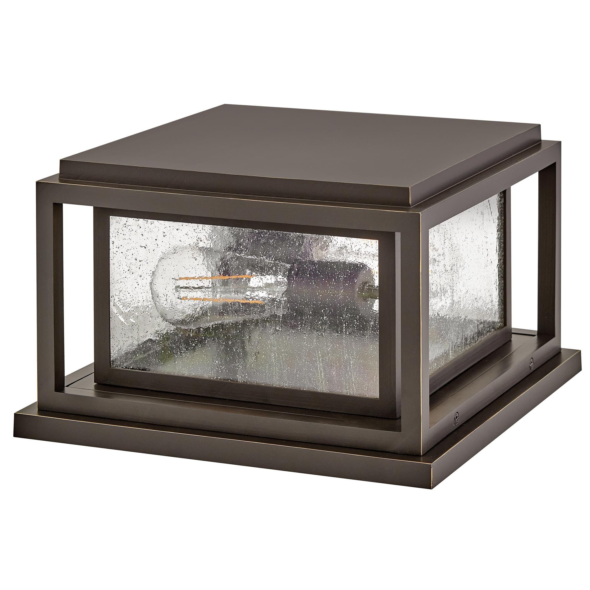 Shown in Oil Rubbed Bronze finish and Clear Seedy glass