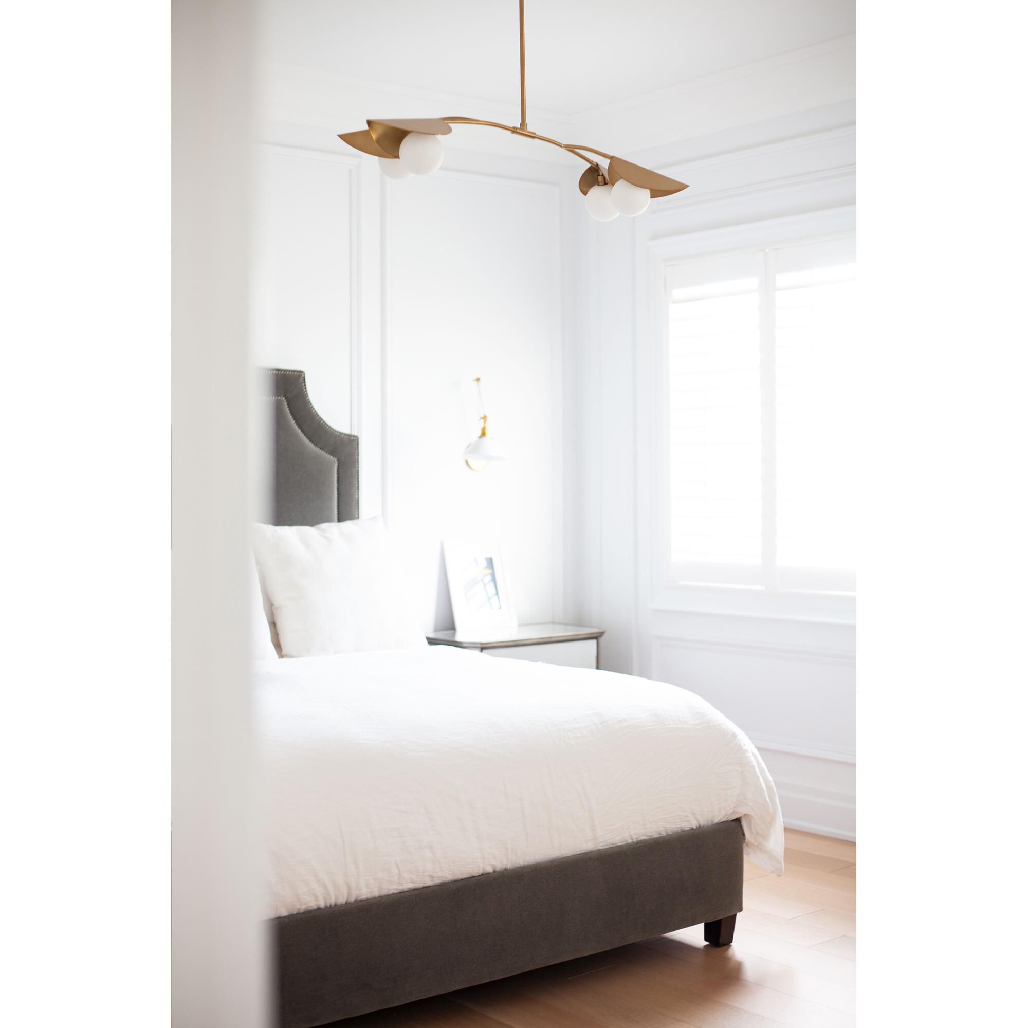 Shown in Aged Brass and White finish and Aged Brass Dome shade