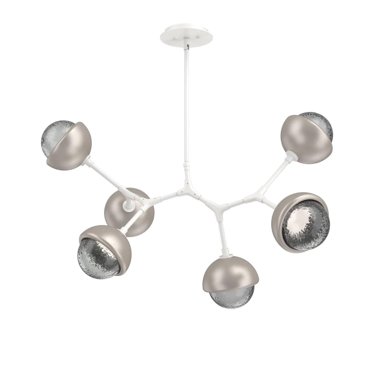 Shown in Salt White finish and Smoke glass and Beige Silver accent