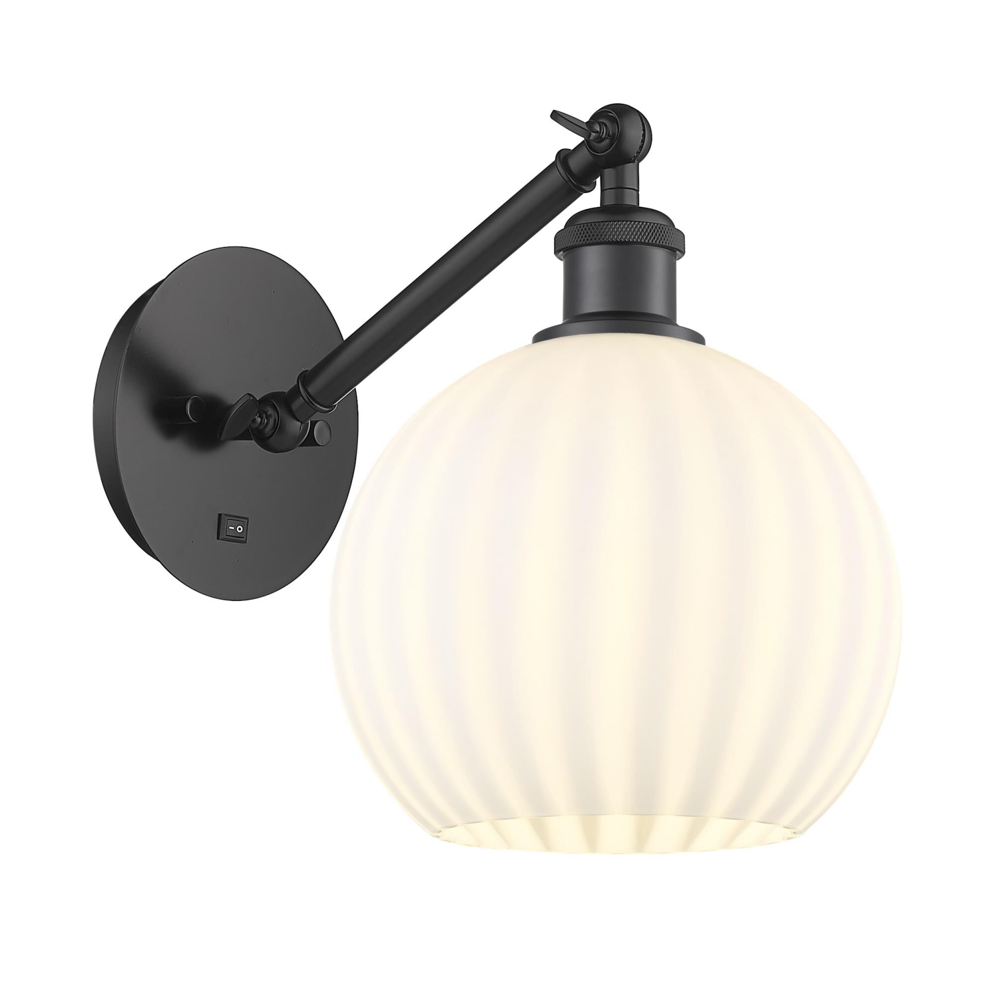 Shown in Matte Black finish and White Venetian glass