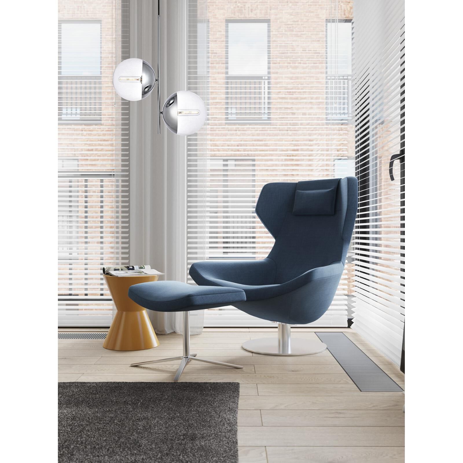 Shown in Chrome finish and Clear glass
