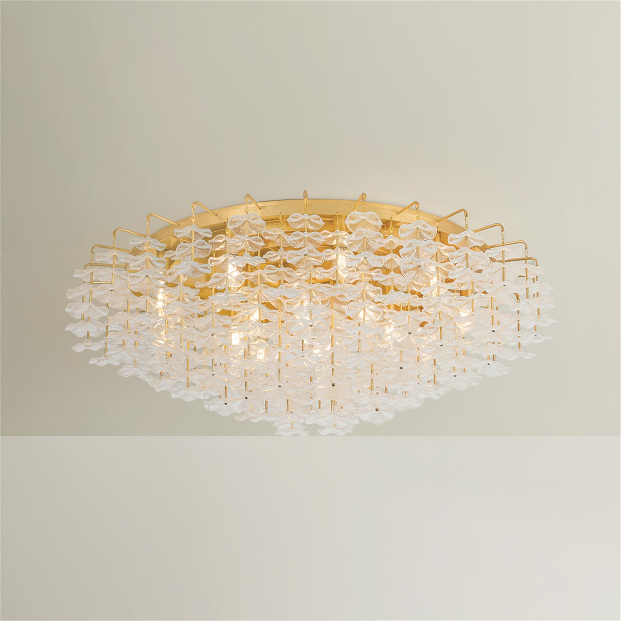 Shown in Vintage Gold Leaf finish and Piastre glass