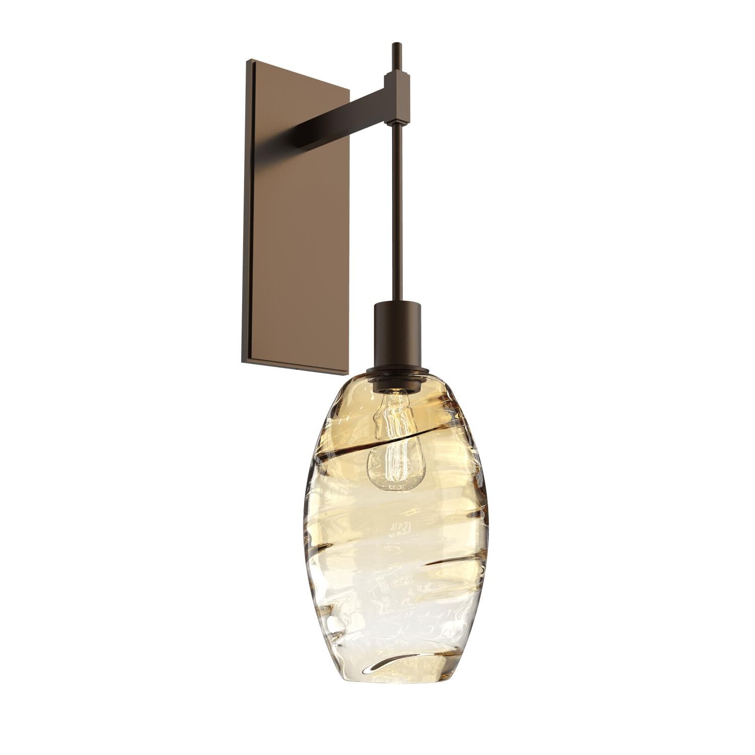 Shown in Flat Bronze finish and Optic Blown Amber glass