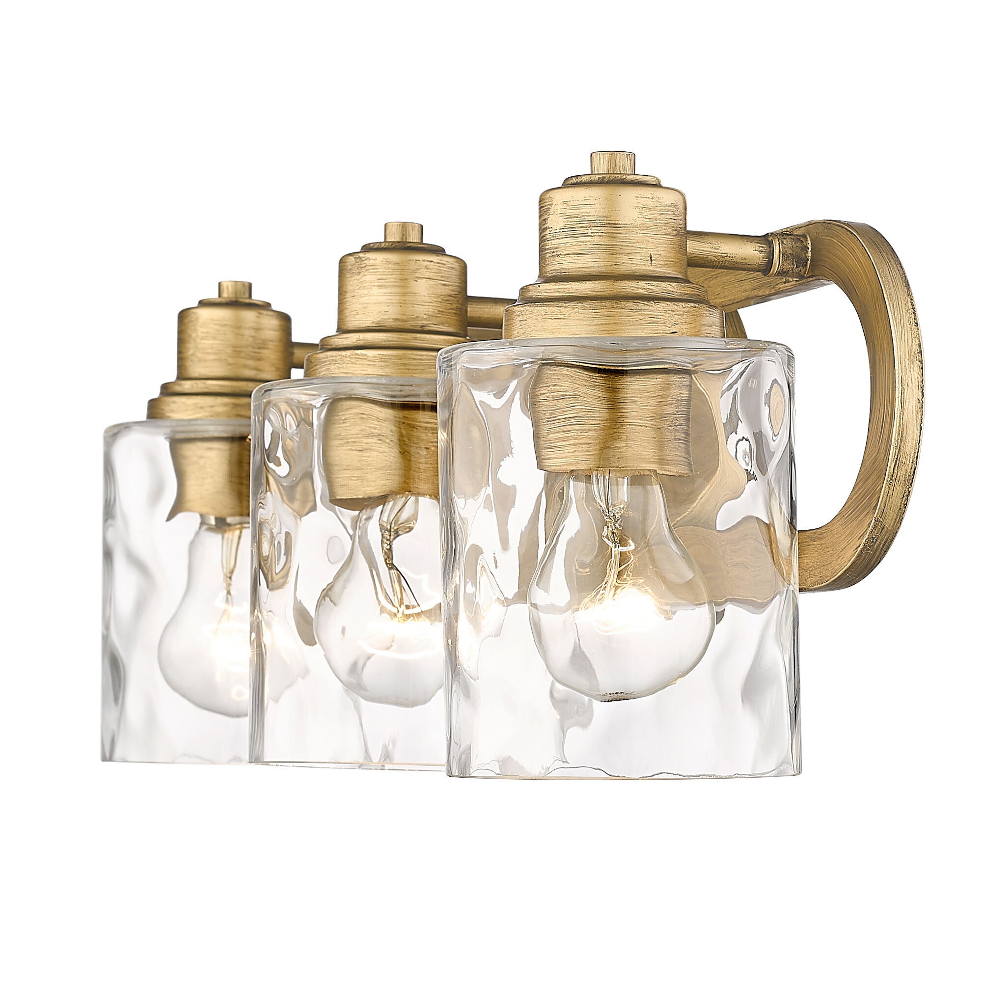 Shown in Antique Gold finish and Handblown Clear Optic glass