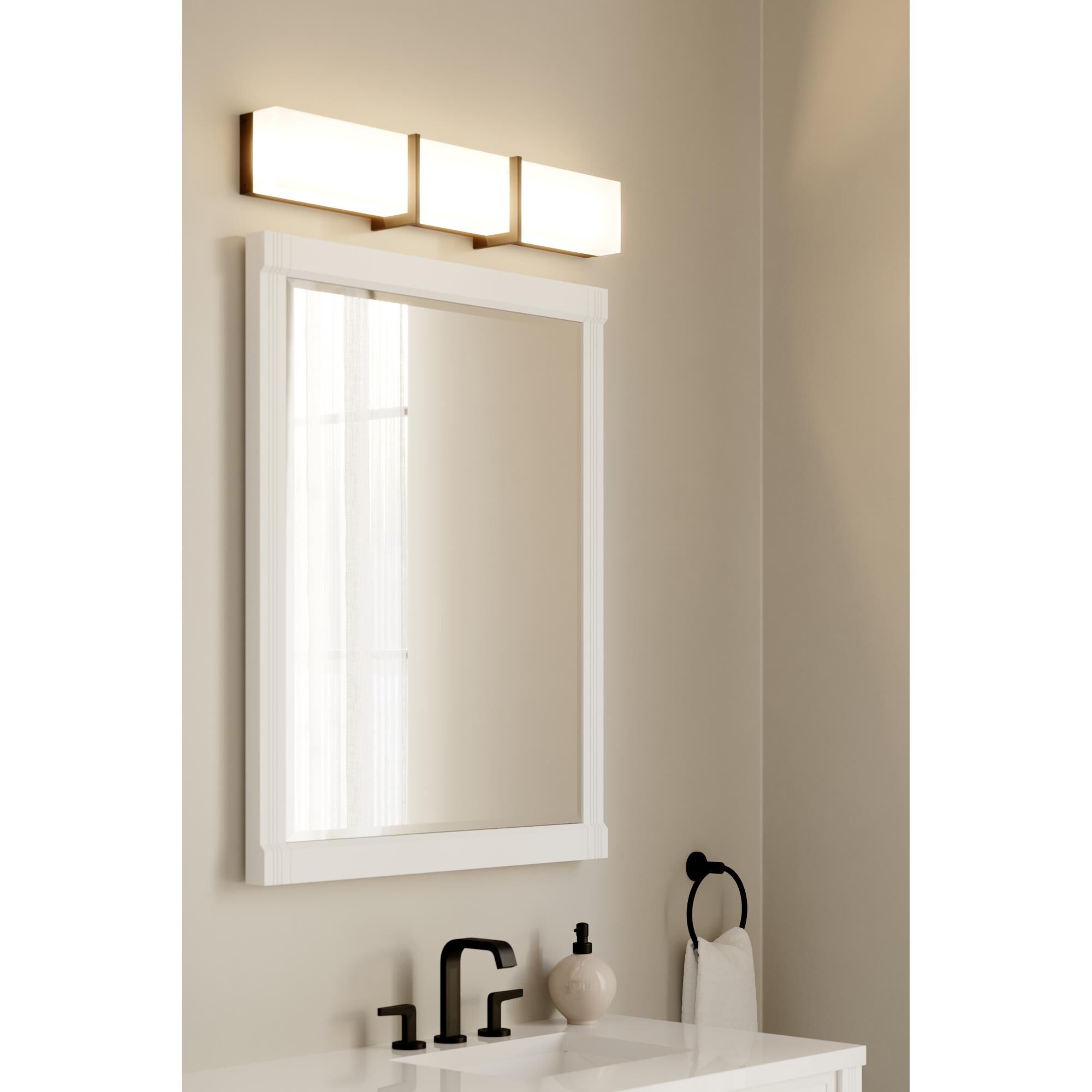 Shown in Dark Matte Black finish and White glass