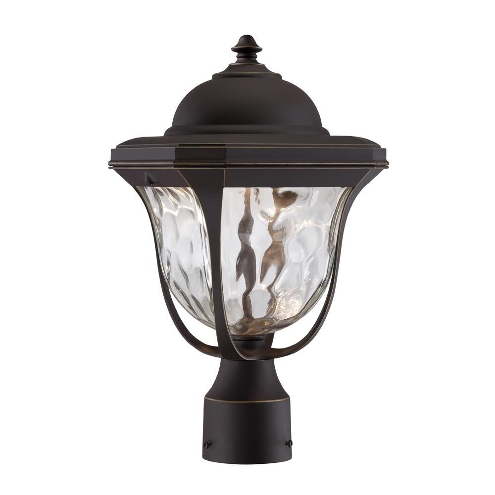 Shown in Aged Bronze Patina finish and Clear Hammered glass