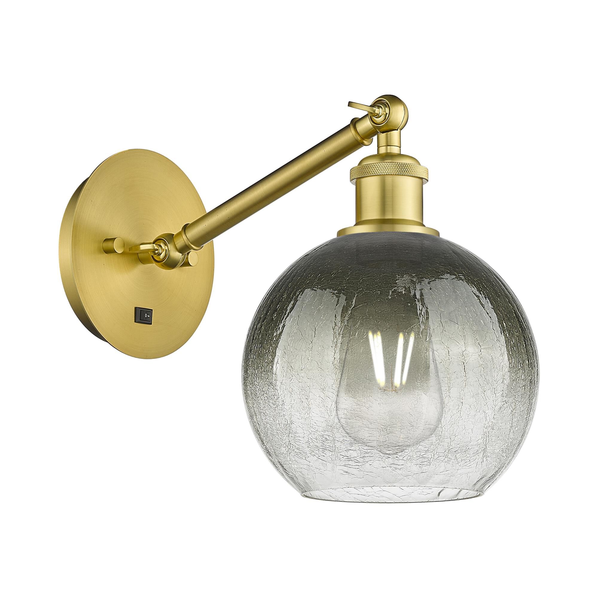 Shown in Satin Gold finish and Slate glass