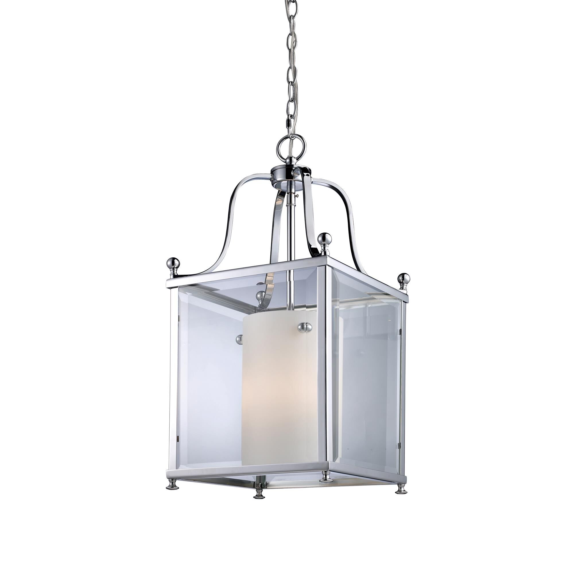 Shown in Chrome finish and Glass shade