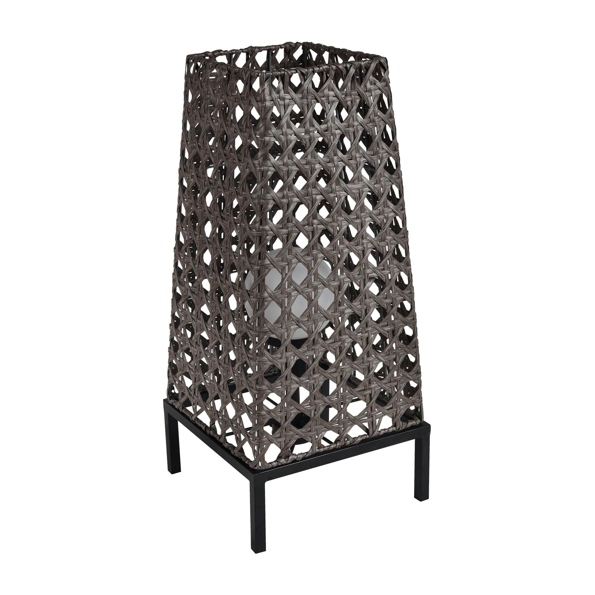 Shown in Gray finish and Pu Rattan Gray Shade glass and Pu Rattan Gray shade
