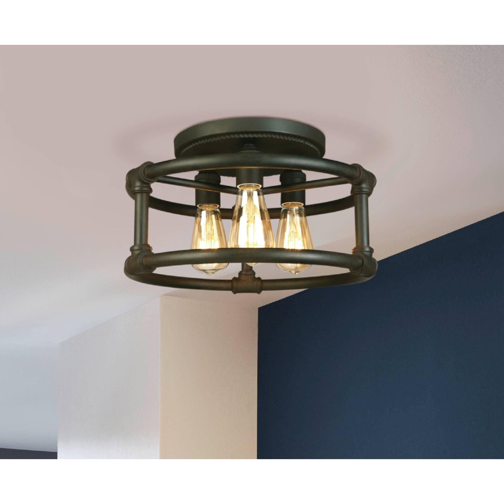 Eglo Wymer 15 Inch 3 Light Semi Flush Mount by Eglo Lighting