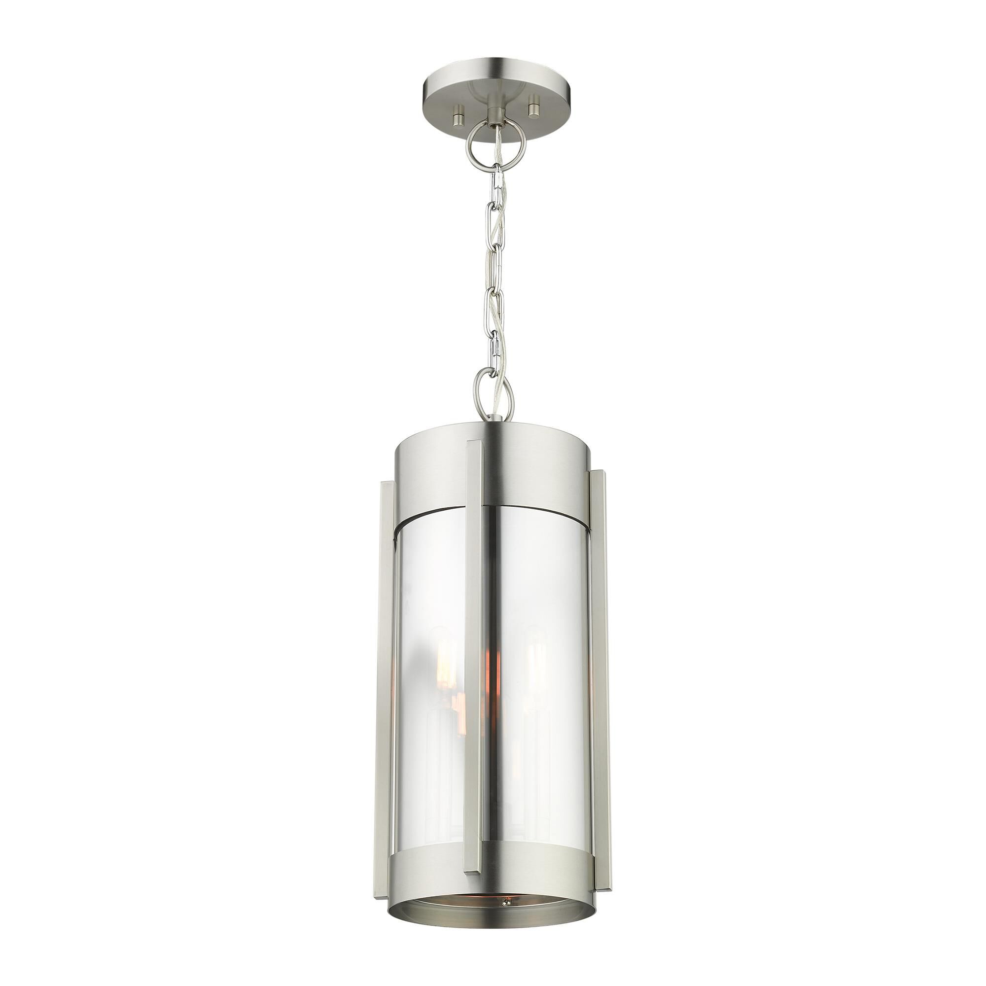 Shown in Brushed Nickel finish and Electrical Plated Smoke glass and Electrical Plated Smoke Glass shade