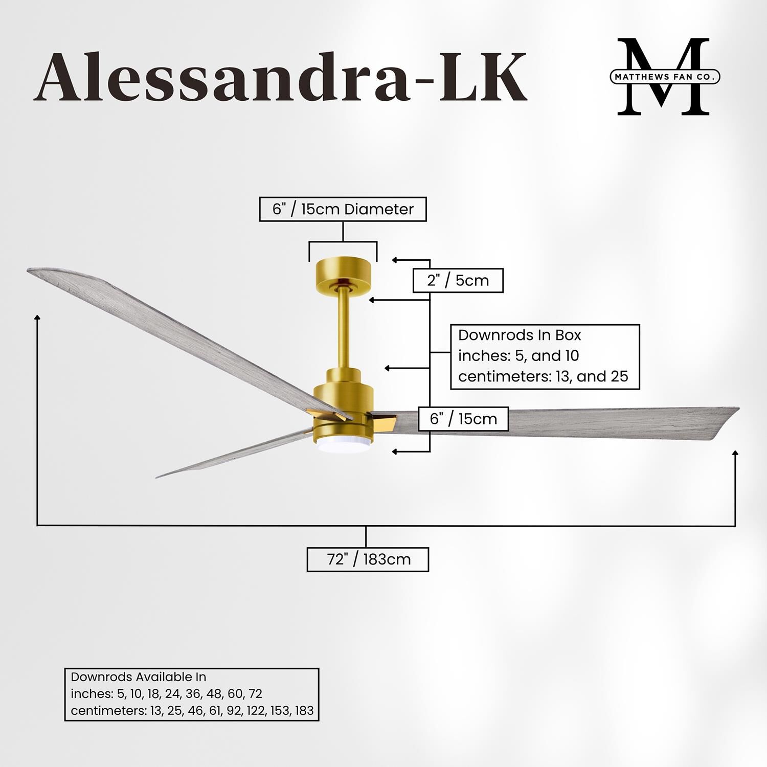 Alessandra 72 Inch Ceiling Fan by Matthews Fan Company