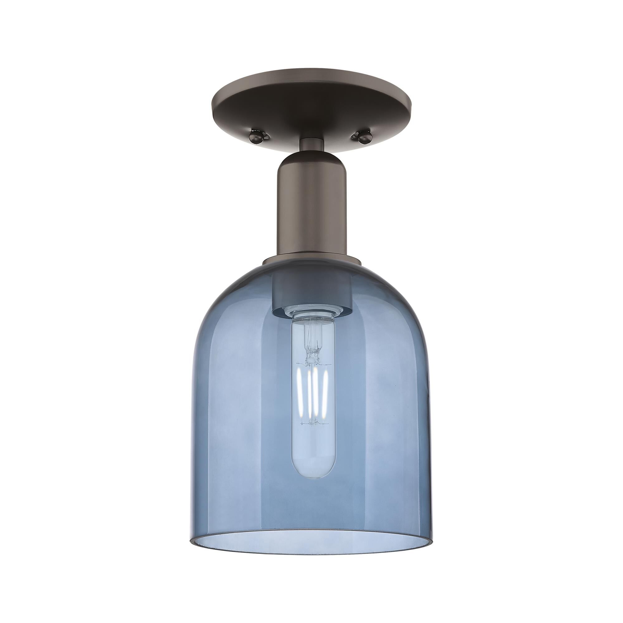 Shown in Oil Rubbed Bronze finish and Blue glass