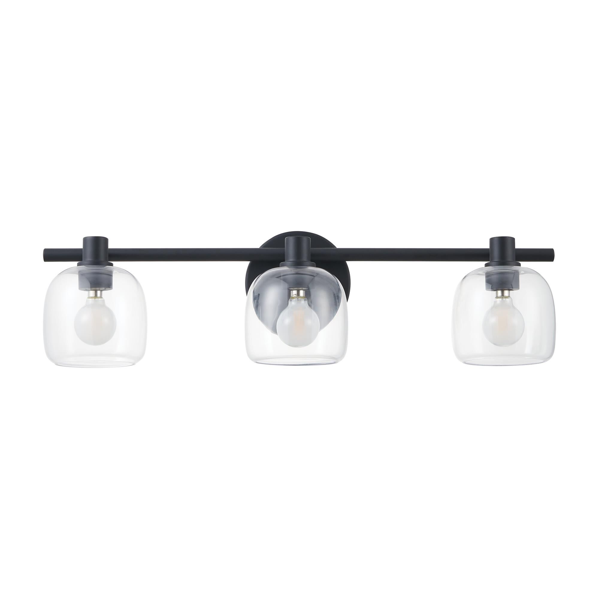 Shown in Matte Black finish and Clear glass