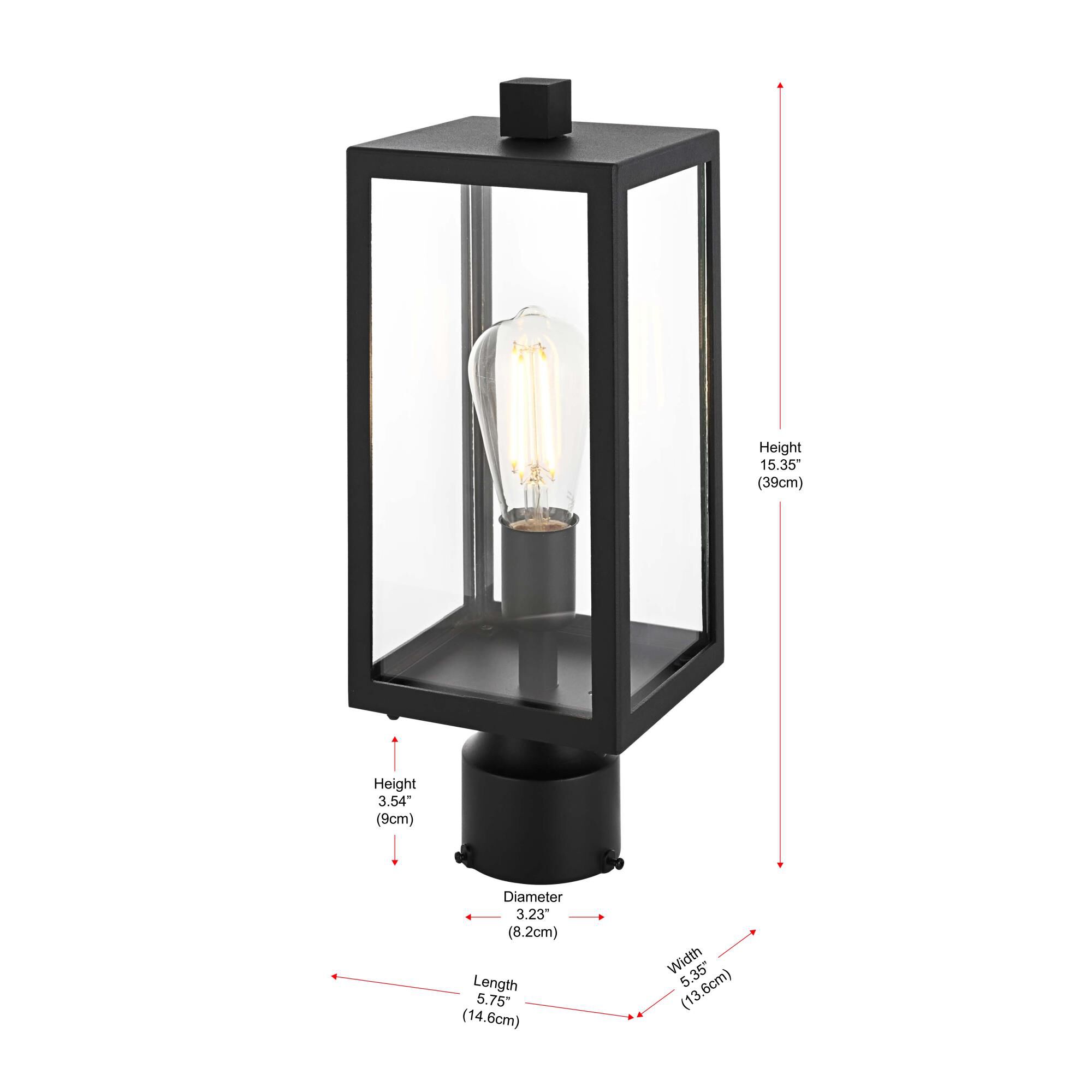 Shown in Black finish and Clear glass