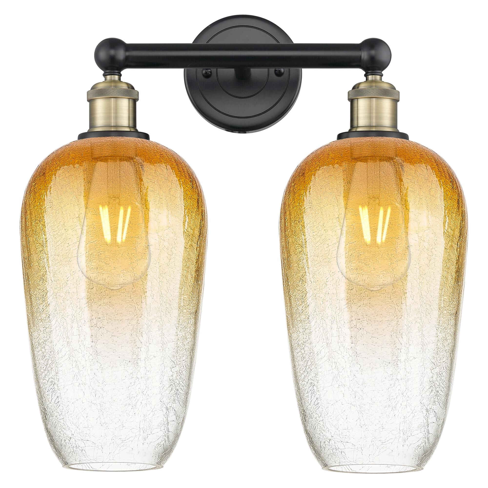 Shown in Black Antique Brass finish and Amber glass