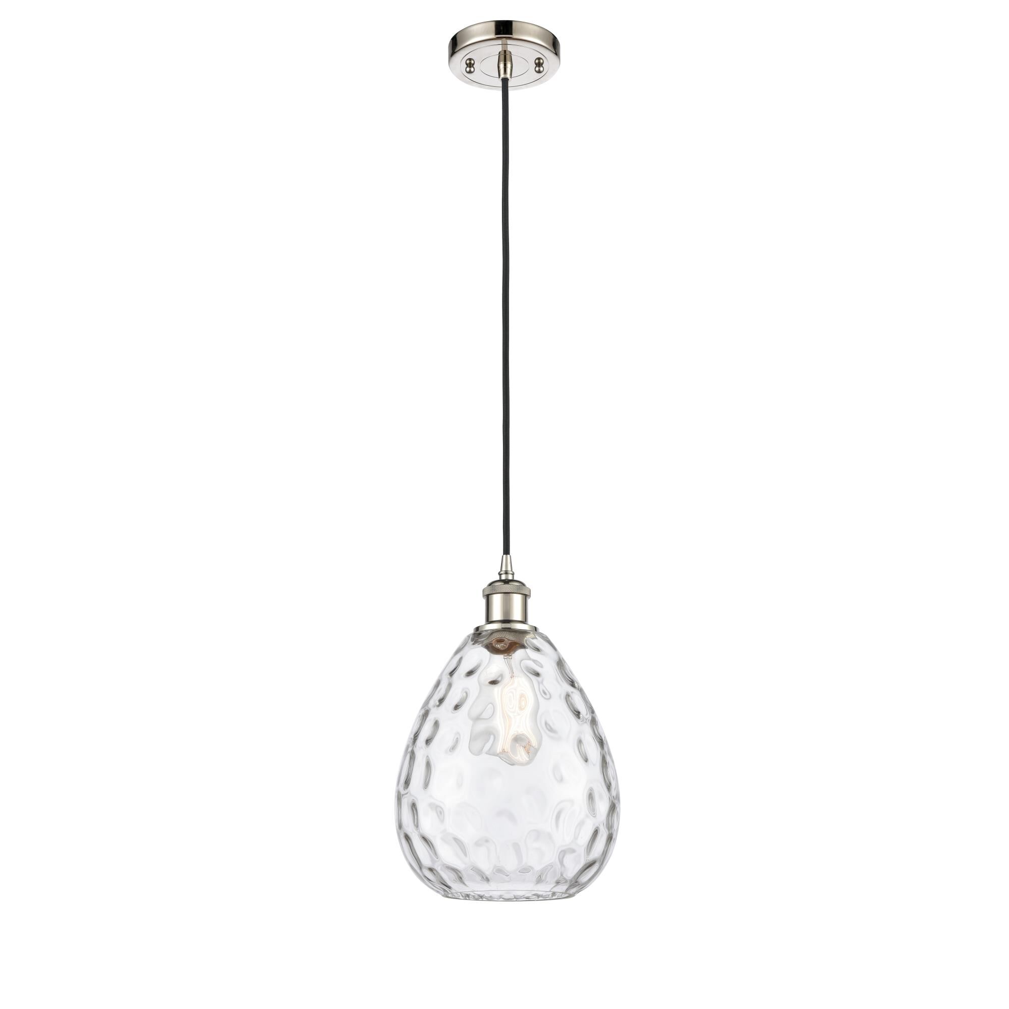 Shown in Polished Nickel finish and Clear Large Waverly glass