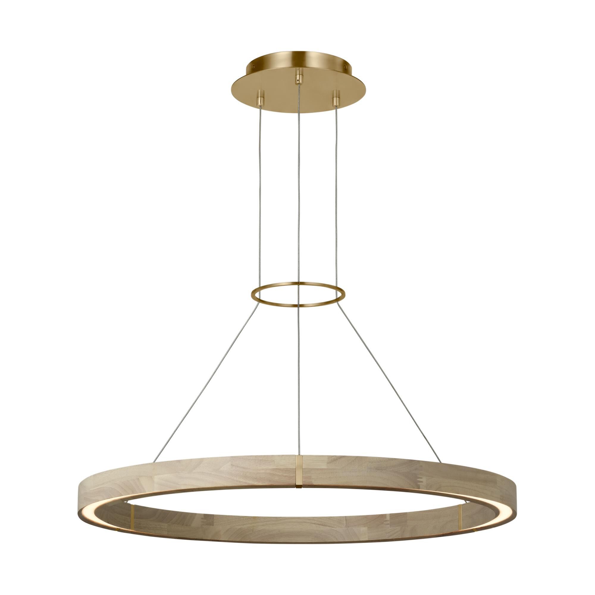 Shown in Hand Rubbed Antique Brass finish and Wood Ring shade