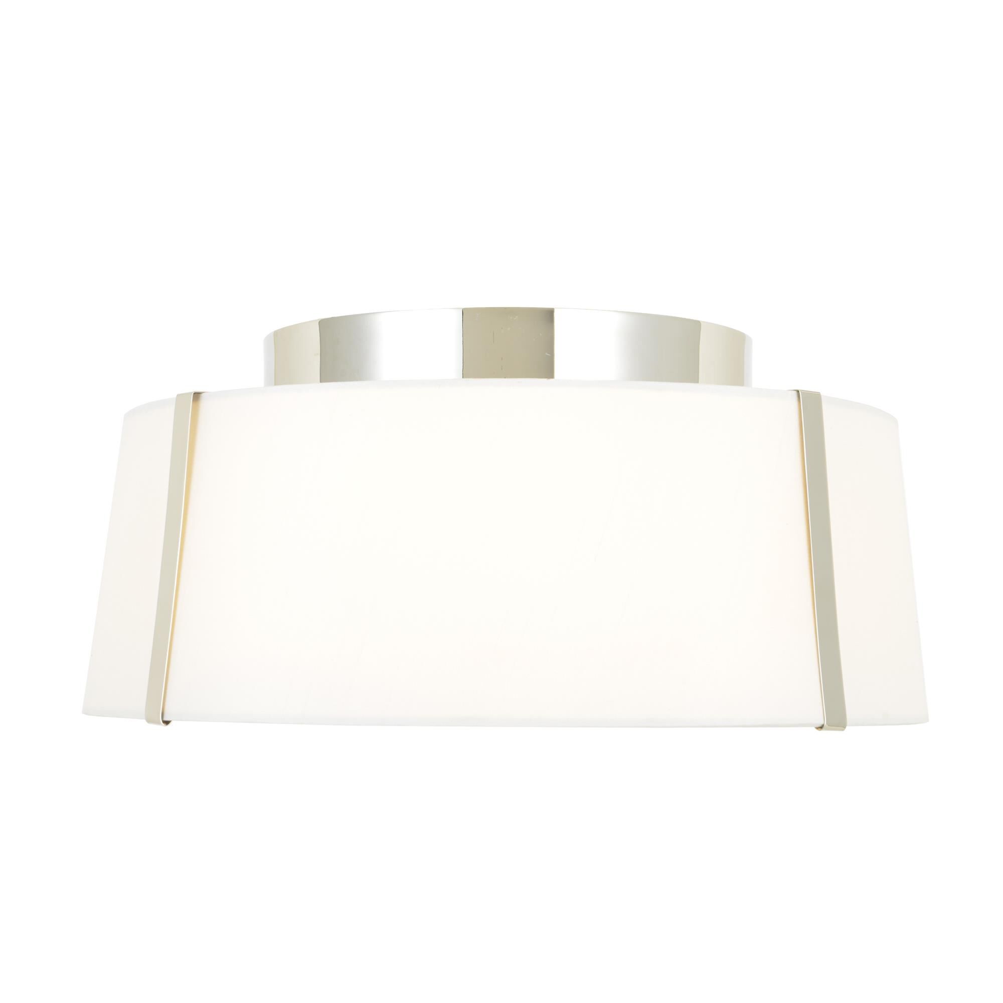 Shown in Polished Nickel finish and Silk glass and White shade