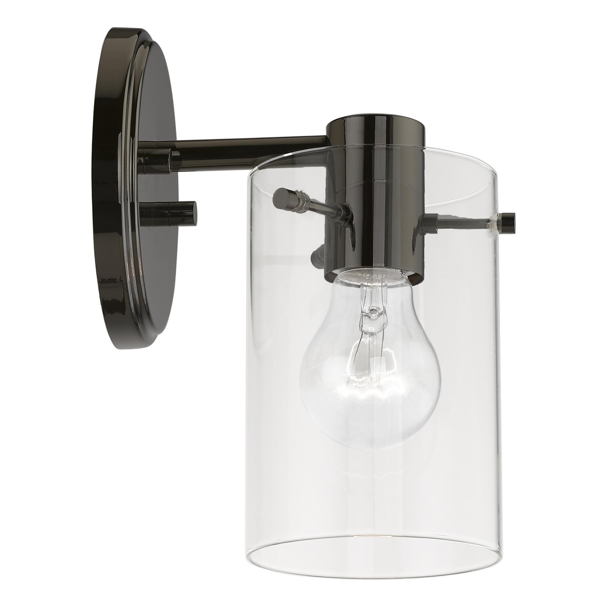Shown in Black Chrome finish and Clear glass