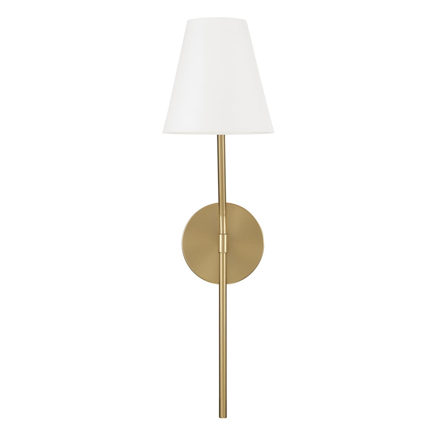 Shown in Aged Brass And White finish and White Metal shade
