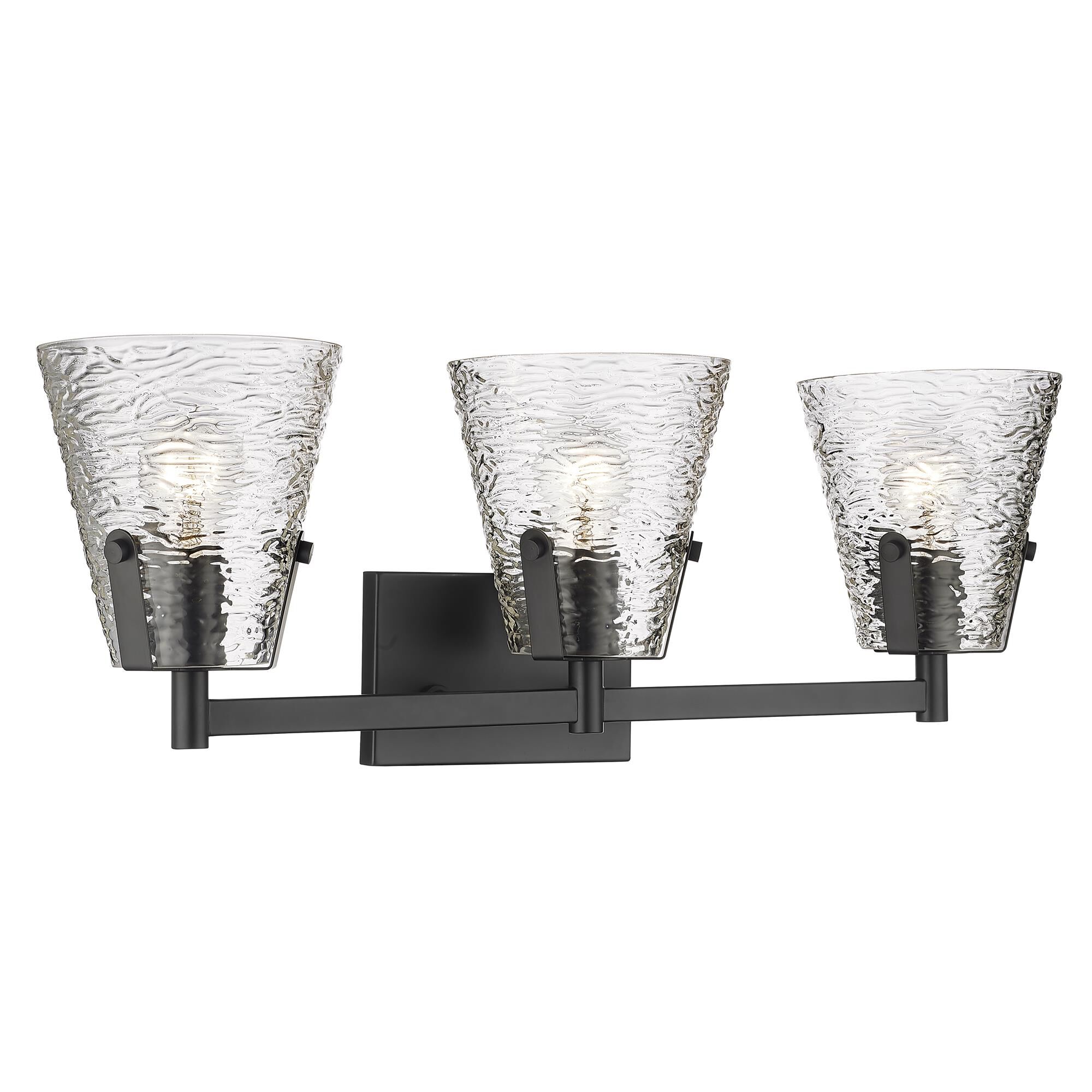 Shown in Matte Black finish and Clear Ribbed glass