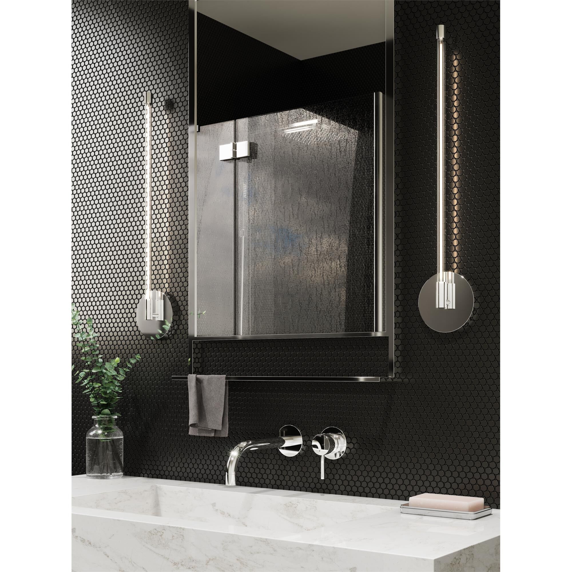 Shown in Chrome finish and Clear glass