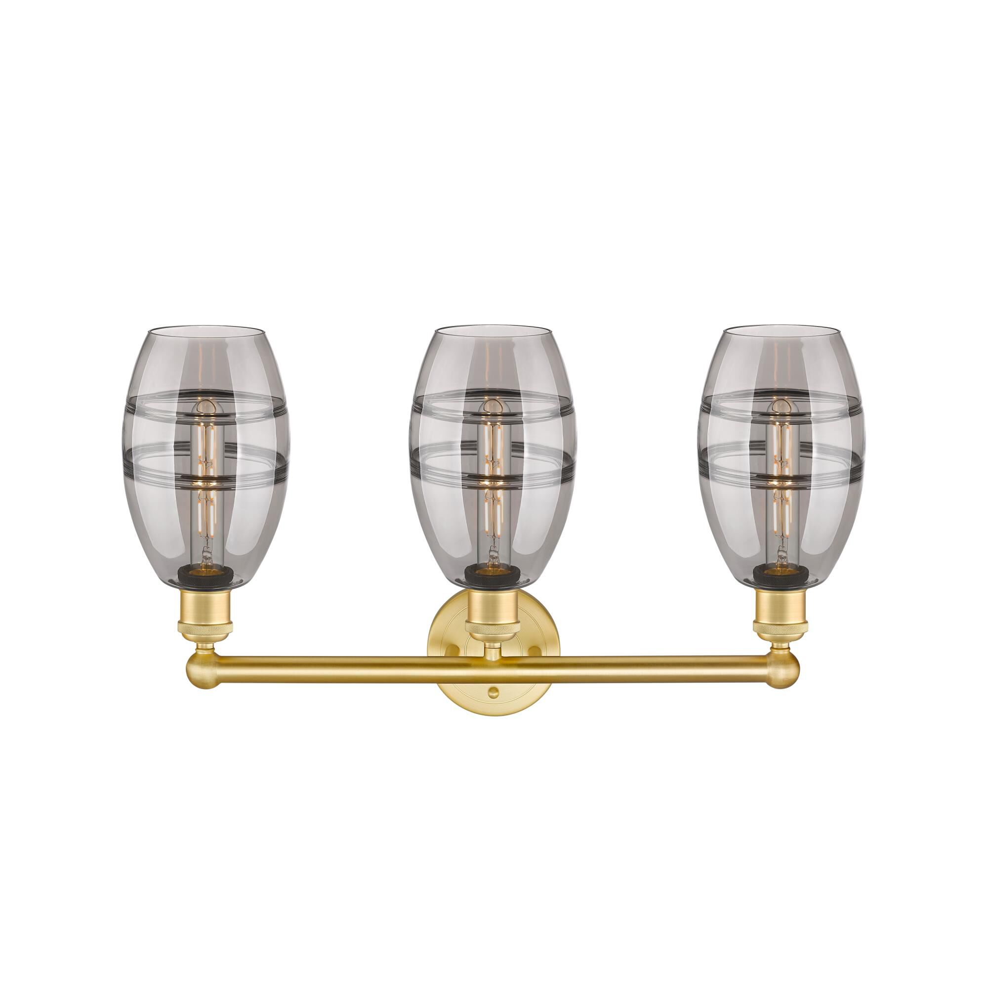 Shown in Satin Gold finish and Light Smoke glass