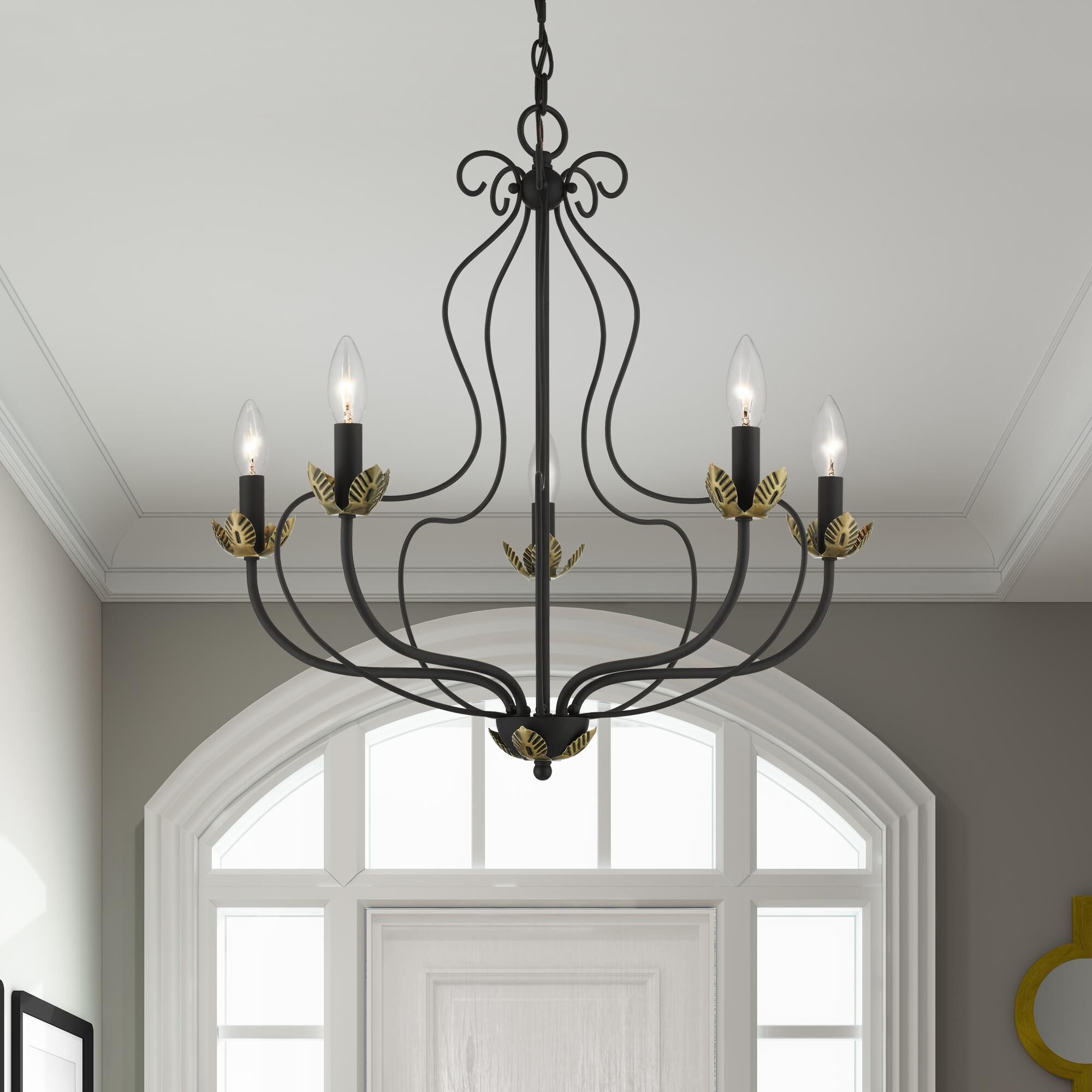 Shown in Black with Antique Brass Accents finish