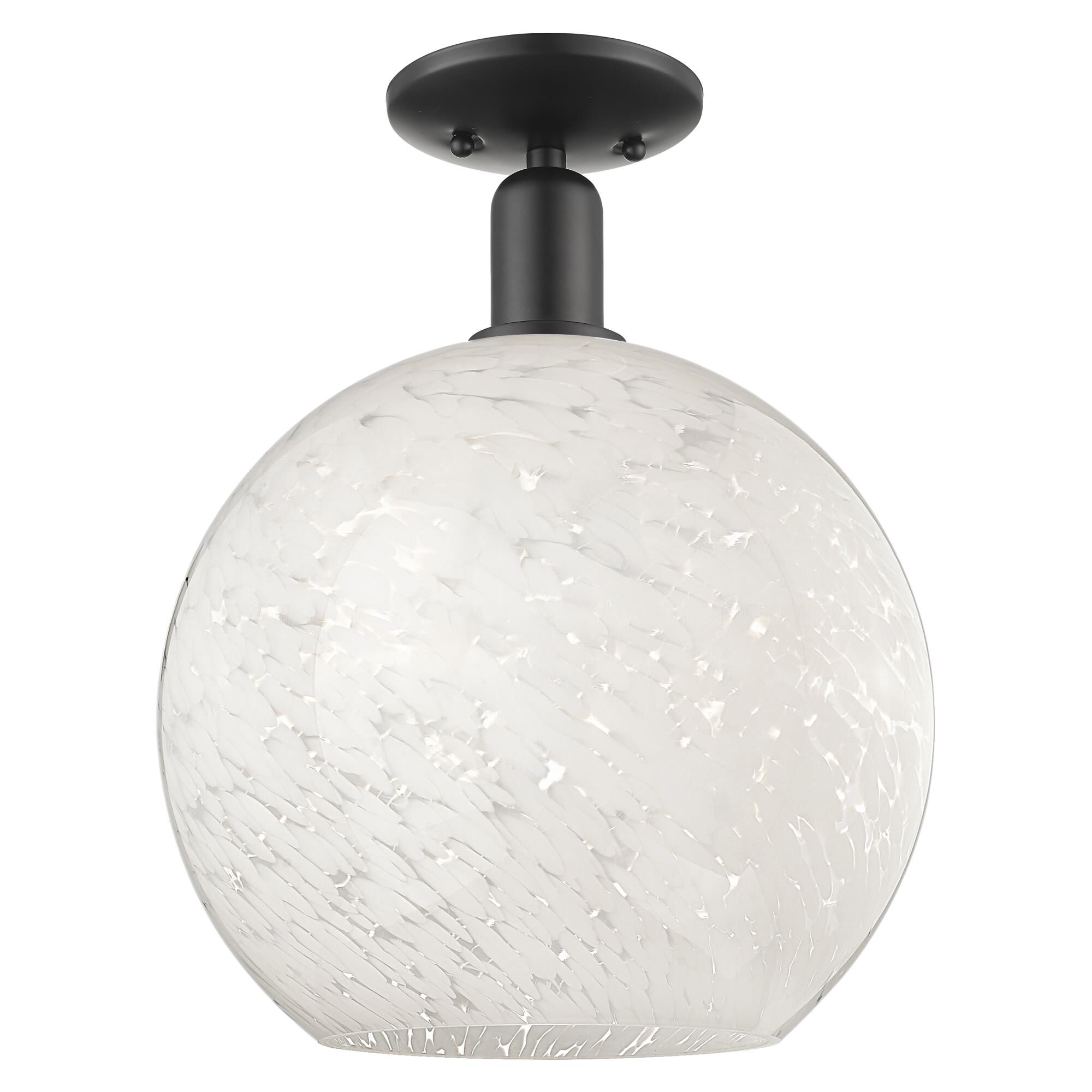 Shown in Matte Black finish and White Mouchette glass