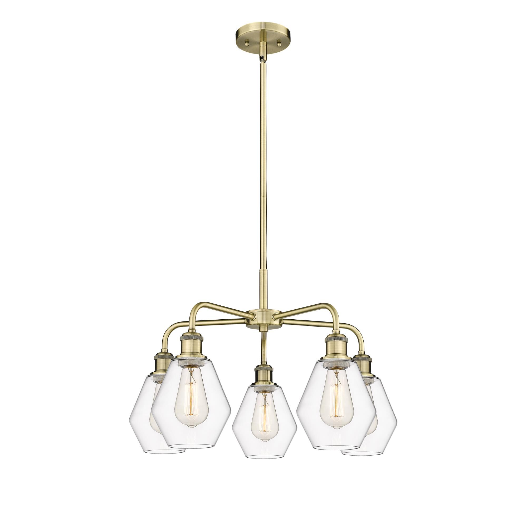 Shown in Antique Brass finish and Clear glass