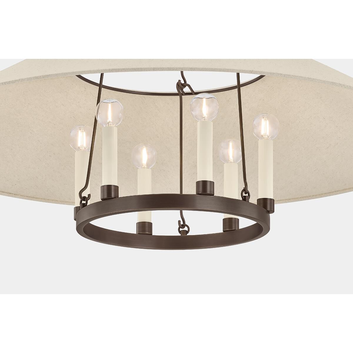 Shown in Bronze finish and Natural Linen shade