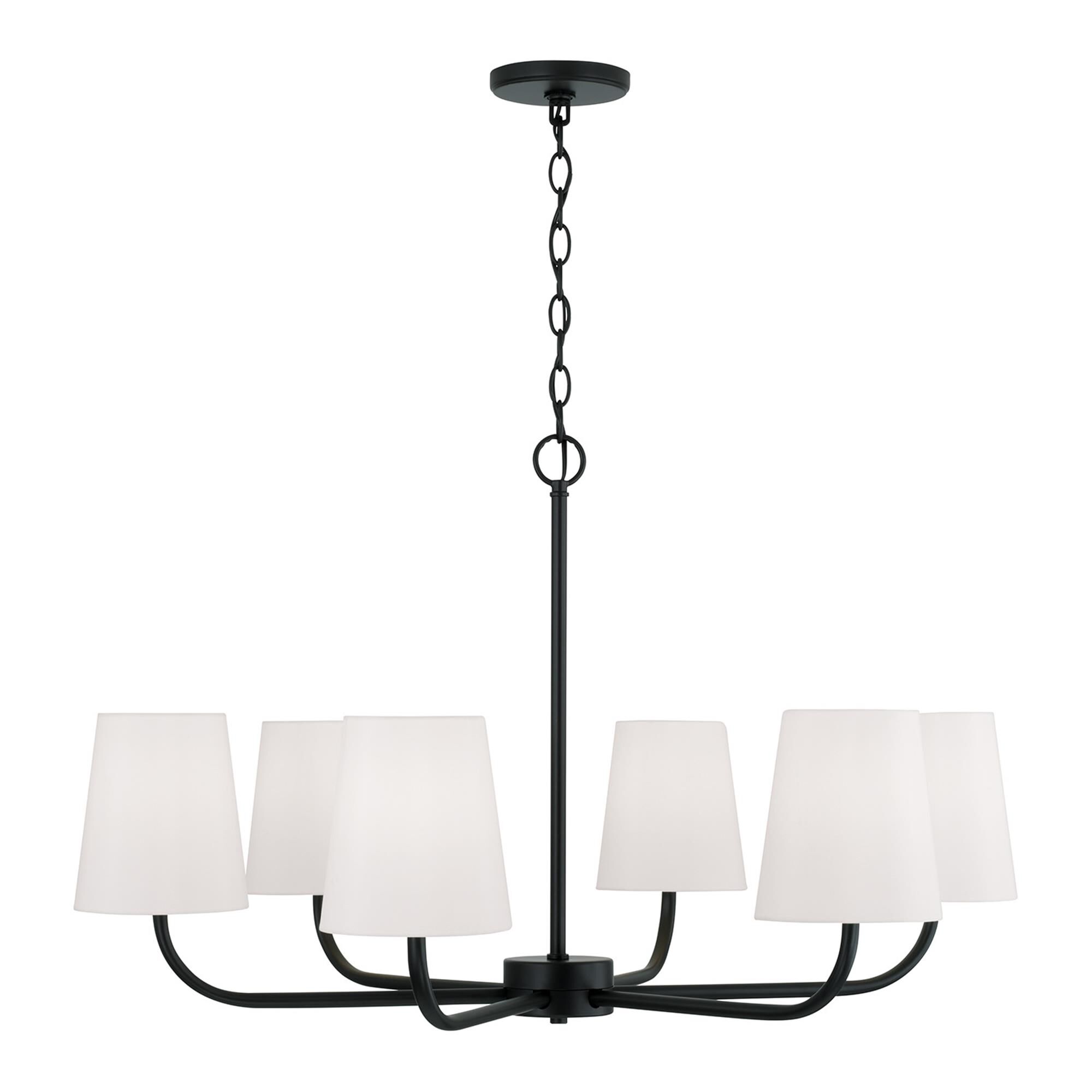 Shown in Matte Black finish and White Fabric Stay-Straight s shade
