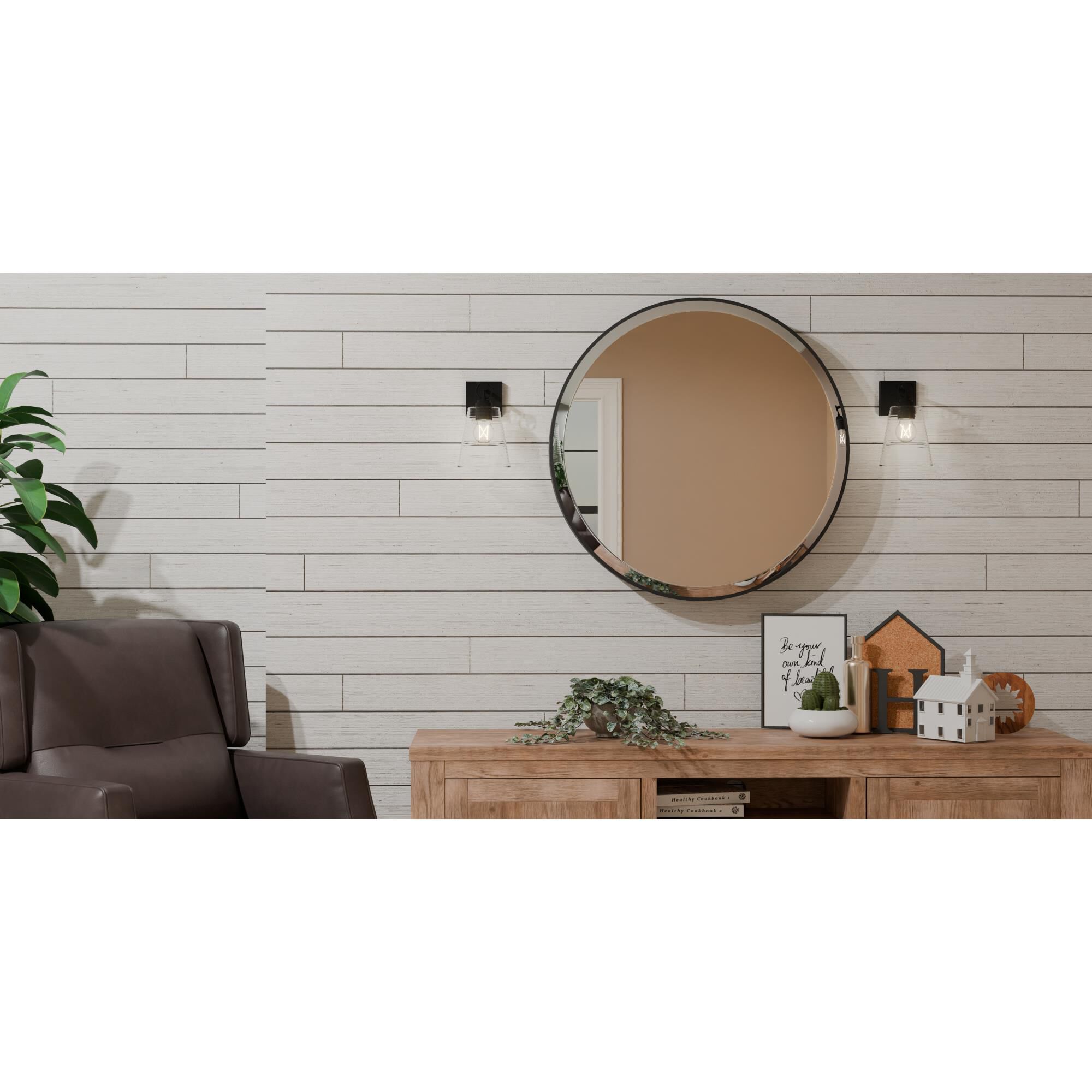 Shown in Earth Black finish and Clear Ribbed glass